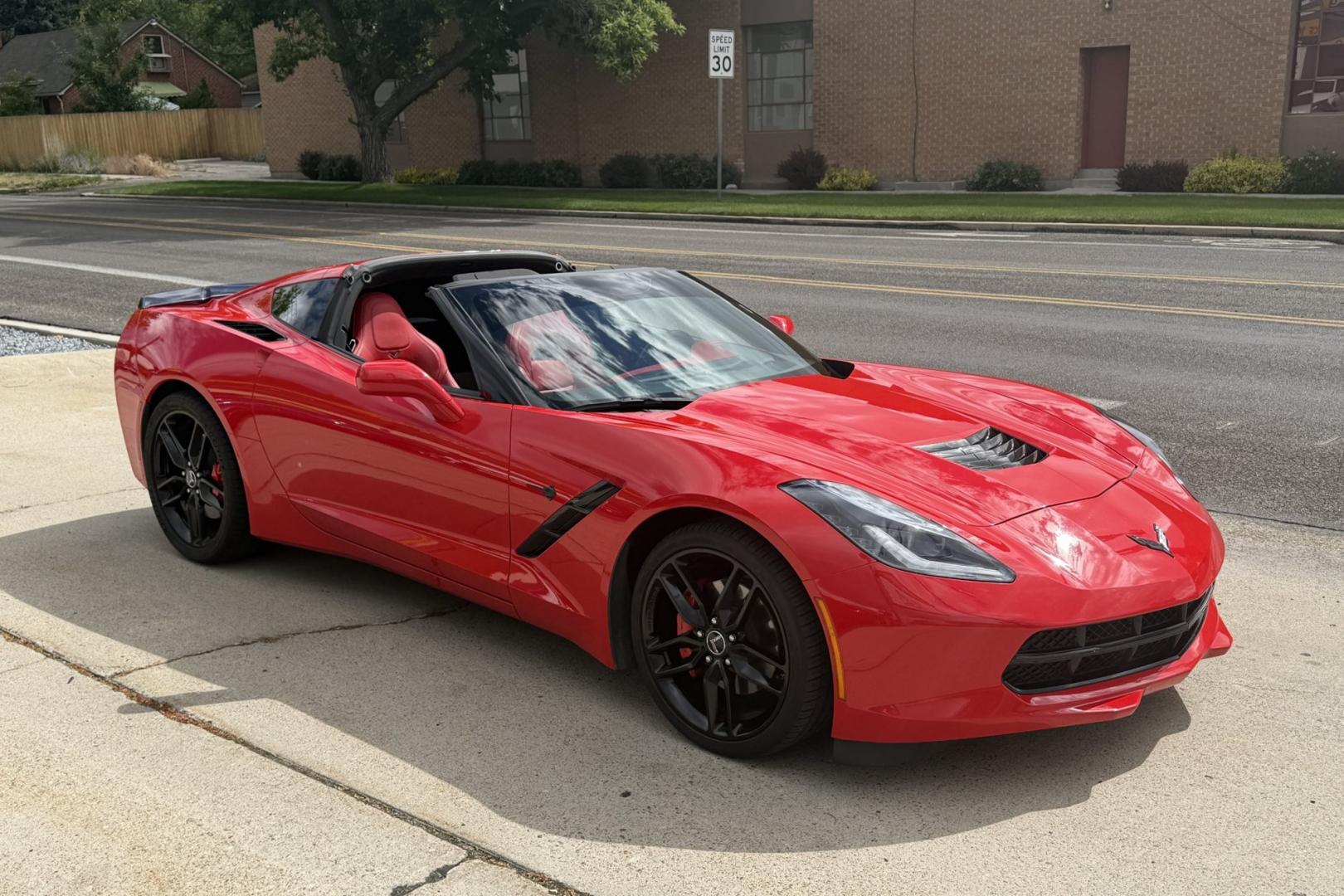 2014 Torch Red /Adrenaline Red Chevrolet Corvette Stingray 3LT (1G1YF2D75E5) with an V8 6.2 Liter engine, Automatic 6 Speed transmission, located at 2304 W. Main St., Boise, ID, 83702, (208) 342-7777, 43.622105, -116.218658 - Gorgeous 3LT Coupe! Low miles!- Photo#2