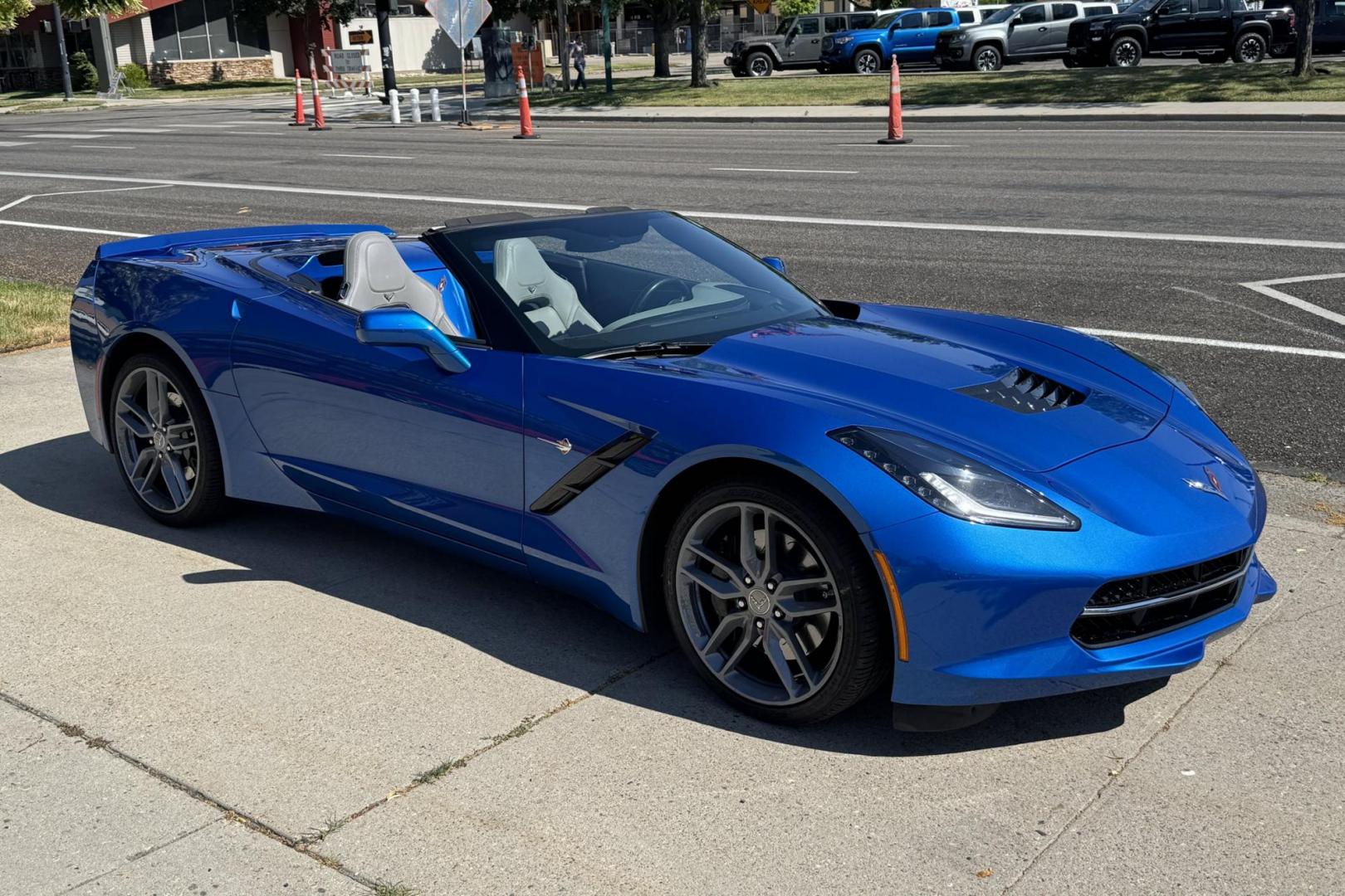 2014 Laguna Blue /Gray Chevrolet Corvette 3LT Z51 (1G1YM3D73E5) with an V8 6.2 Liter engine, Automatic 6 Speed transmission, located at 2304 W. Main St., Boise, ID, 83702, (208) 342-7777, 43.622105, -116.218658 - Stunning 3LT & Z51 package! - Photo#1