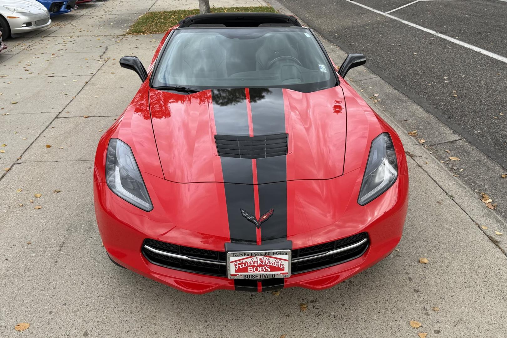 2015 Torch Red /Black Chevrolet Corvette Stingray 2LT Z/51 (1G1YK2D78F5) with an V8 6.2 Liter engine, Automatic 8 Speed transmission, located at 2304 W. Main St., Boise, ID, 83702, (208) 342-7777, 43.622105, -116.218658 - Super low mileage Z/51 coupe in stunning Torch Red!- Photo#3