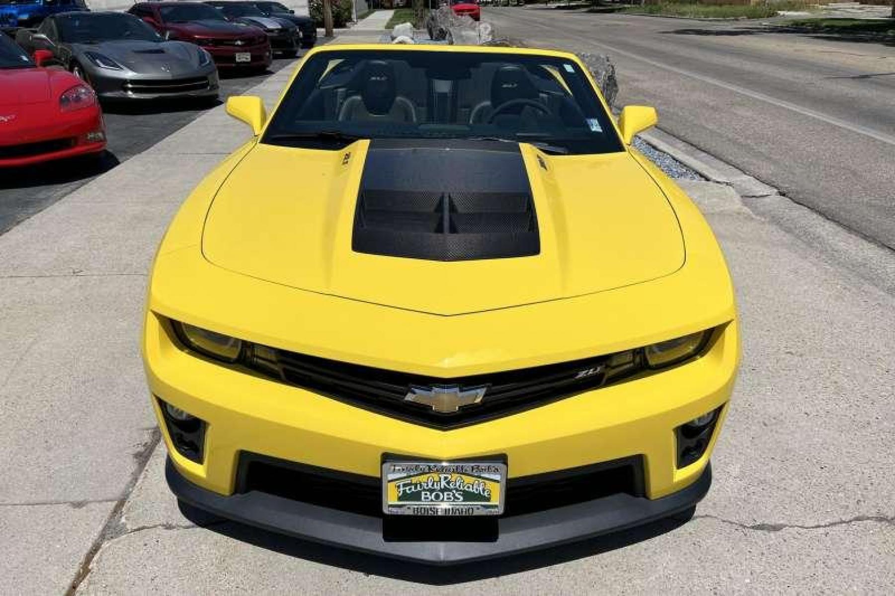 2015 Bright Yellow /Black Chevrolet Camaro ZL-1 Convertible (2G1FM3DP7F9) with an V8 6.2 Liter Supercharged engine, Automatic transmission, located at 2304 W. Main St., Boise, ID, 83702, (208) 342-7777, 43.622105, -116.218658 - Photo #1