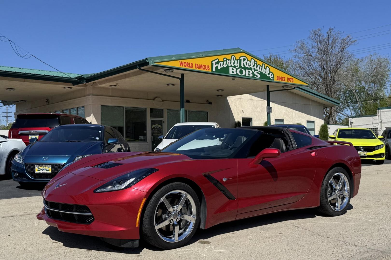 2014 Crystal Red /Jet Black Chevrolet Corvette Stingray 3LT (1G1YF2D7XE5) with an V8 6.2 Liter engine, Automatic transmission, located at 2304 W. Main St., Boise, ID, 83702, (208) 342-7777, 43.622105, -116.218658 - Photo#0