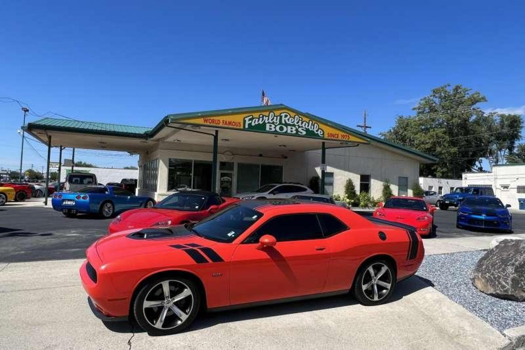 2017 Go Mango /Black Dodge Challenger R/T Shaker (2C3CDZBT8HH) with an V8 5.7 Liter HEMI engine, Automatic transmission, located at 2304 W. Main St., Boise, ID, 83702, (208) 342-7777, 43.622105, -116.218658 - Financing Available O.a.c. - Photo #0
