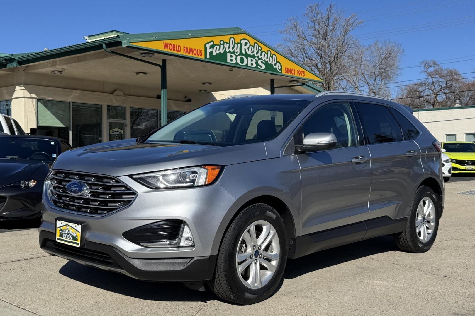 2020 Ingot Silver /Black Ford Edge SEL (2FMPK4J90LB) with an 4 Cyl 2.0 Liter Turbo engine, Automatic 8 Speed transmission, located at 2304 W. Main St., Boise, ID, 83702, (208) 342-7777, 43.622105, -116.218658 - All Wheel Drive! Heated Seats! Extra Safety Features Too! - Photo#0