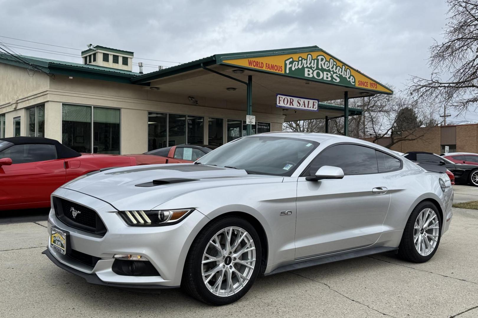 2017 Ingot Silver /Black Ford Mustang GT (1FA6P8CF8H5) with an V8 5.0 liter engine, 6 Speed Manual transmission, located at 2304 W. Main St., Boise, ID, 83702, (208) 342-7777, 43.622105, -116.218658 - Low Miles! Fast And Fun! - Photo#0