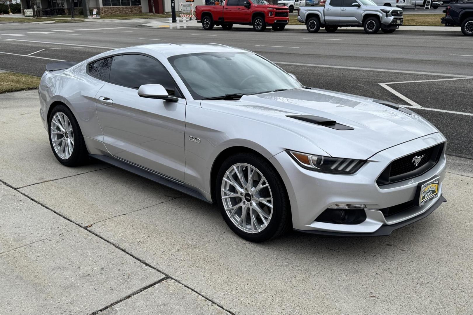 2017 Ingot Silver /Black Ford Mustang GT (1FA6P8CF8H5) with an V8 5.0 liter engine, 6 Speed Manual transmission, located at 2304 W. Main St., Boise, ID, 83702, (208) 342-7777, 43.622105, -116.218658 - Low Miles! Fast And Fun! - Photo#2