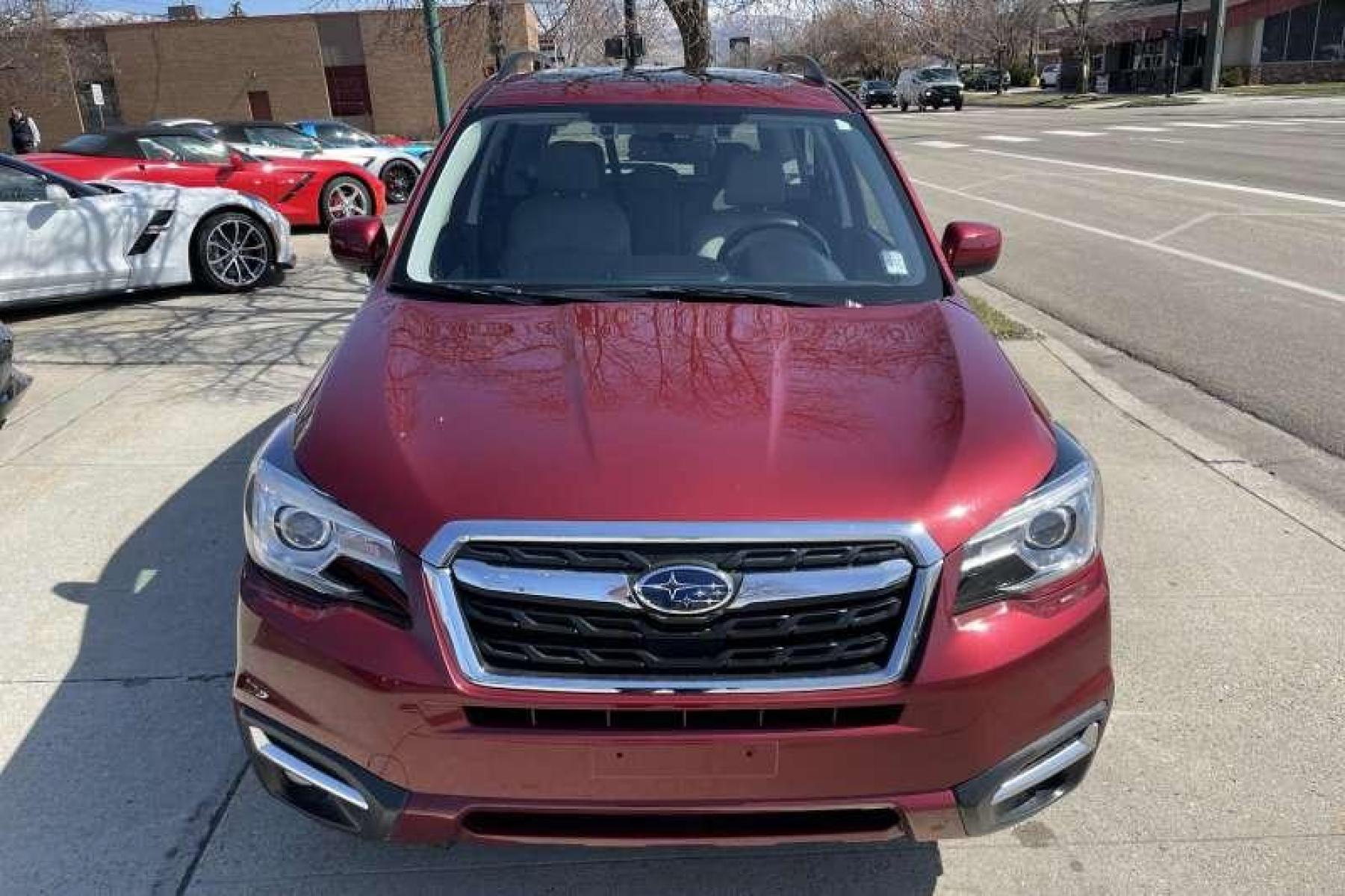 2018 Venetian Red Pearl /Gray Subaru Forester 2.5i Limited (JF2SJARC0JH) with an H4 2.5 Liter engine, Automatic transmission, located at 2304 W. Main St., Boise, ID, 83702, (208) 342-7777, 43.622105, -116.218658 - Financing Available O.A.C. - Photo #1