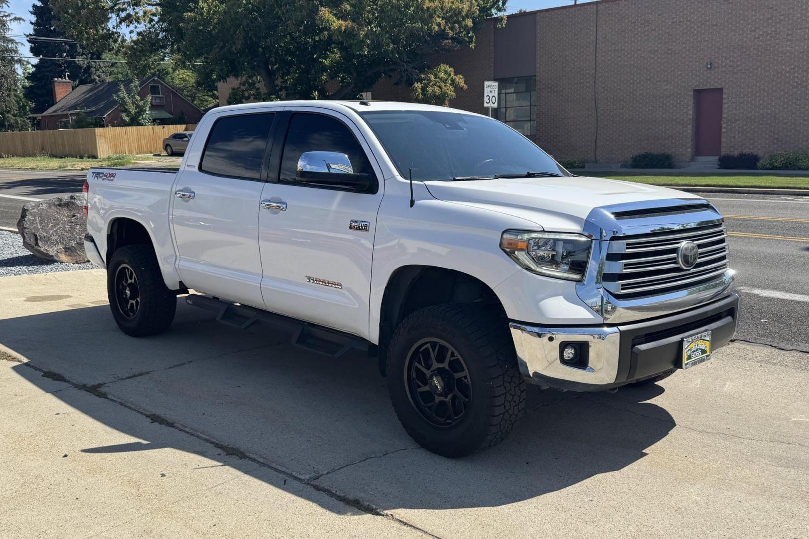 2018 Super White /Black Toyota Tundra CrewMax Limited TRD Off Road (5TFHY5F14JX) with an V8 5.7 Liter engine, Automatic 6 Speed transmission, located at 2304 W. Main St., Boise, ID, 83702, (208) 342-7777, 43.622105, -116.218658 - Hard To Find! Great To Own! - Photo#3