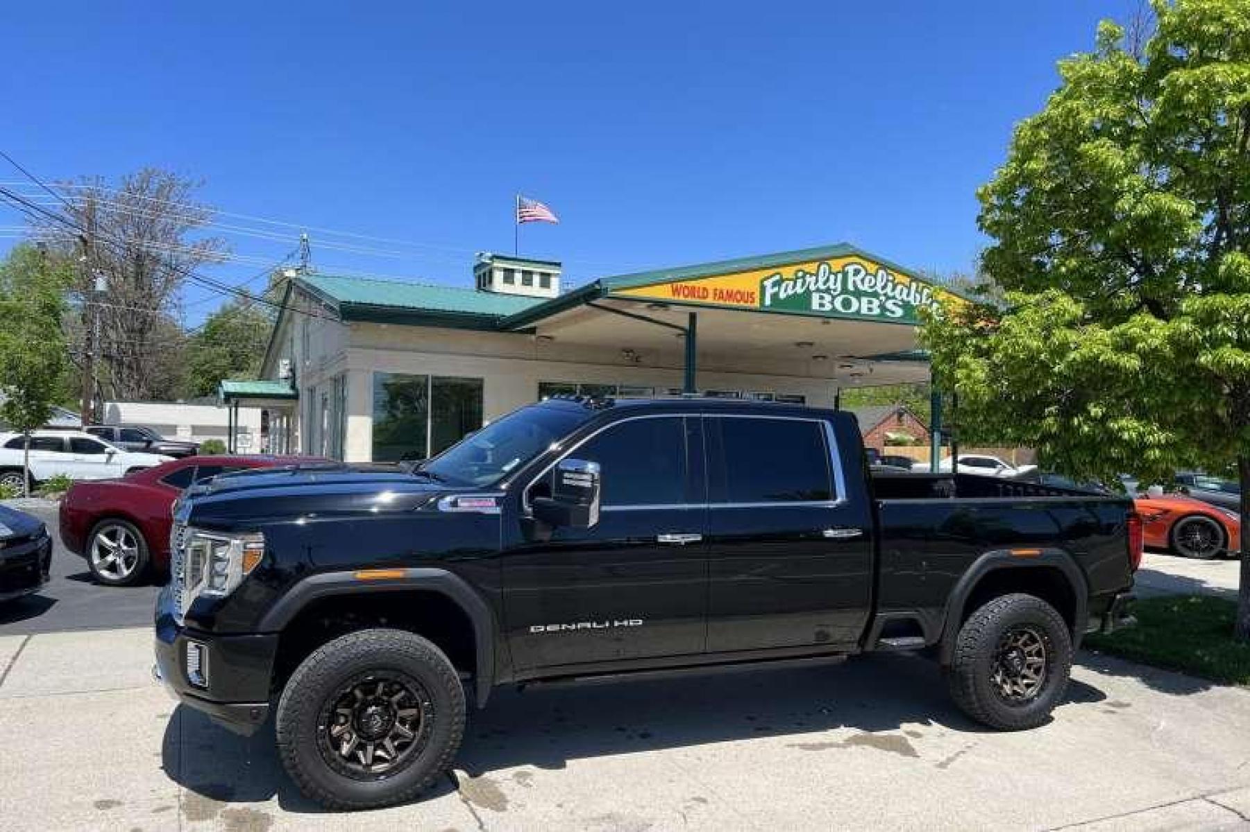 2021 Black /Black GMC Sierra 3500HD Crew Cab Denali (1GT49WEY9MF) with an V8 6.6 Liter Turbo Diesel engine, Automatic transmission, located at 2304 W. Main St., Boise, ID, 83702, (208) 342-7777, 43.622105, -116.218658 - Low miles! Ready to Go! - Photo #0