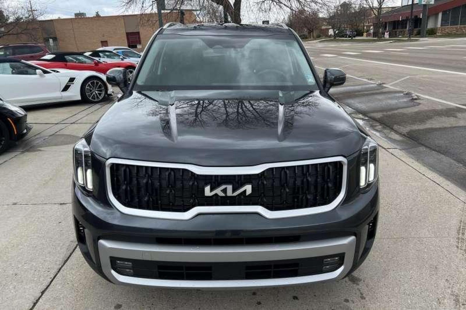 2023 Gravity Gray /Black Kia Telluride EX (5XYP3DGC9PG) with an V6 3.8 Liter engine, Automatic transmission, located at 2304 W. Main St., Boise, ID, 83702, (208) 342-7777, 43.622105, -116.218658 - Financing Available O.A.C. - Photo #1