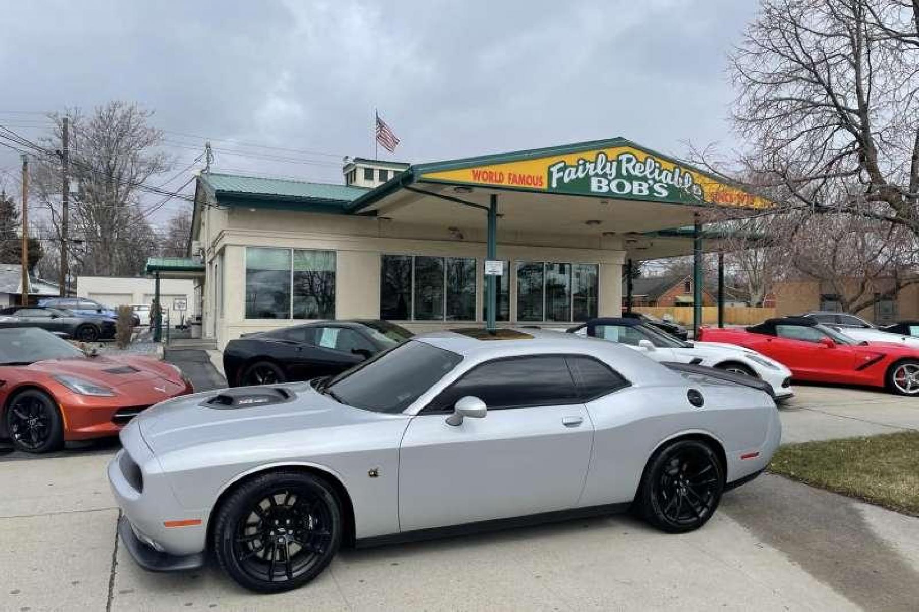 2022 Triple Nickel Silver /Black/Red Dodge Challenger R/T Scat Pack (2C3CDZFJXNH) with an V8 6.4 Liter HEMI engine, Automatic transmission, located at 2304 W. Main St., Boise, ID, 83702, (208) 342-7777, 43.622105, -116.218658 - Low miles! Fast and Fun Scat Pack! - Photo #0