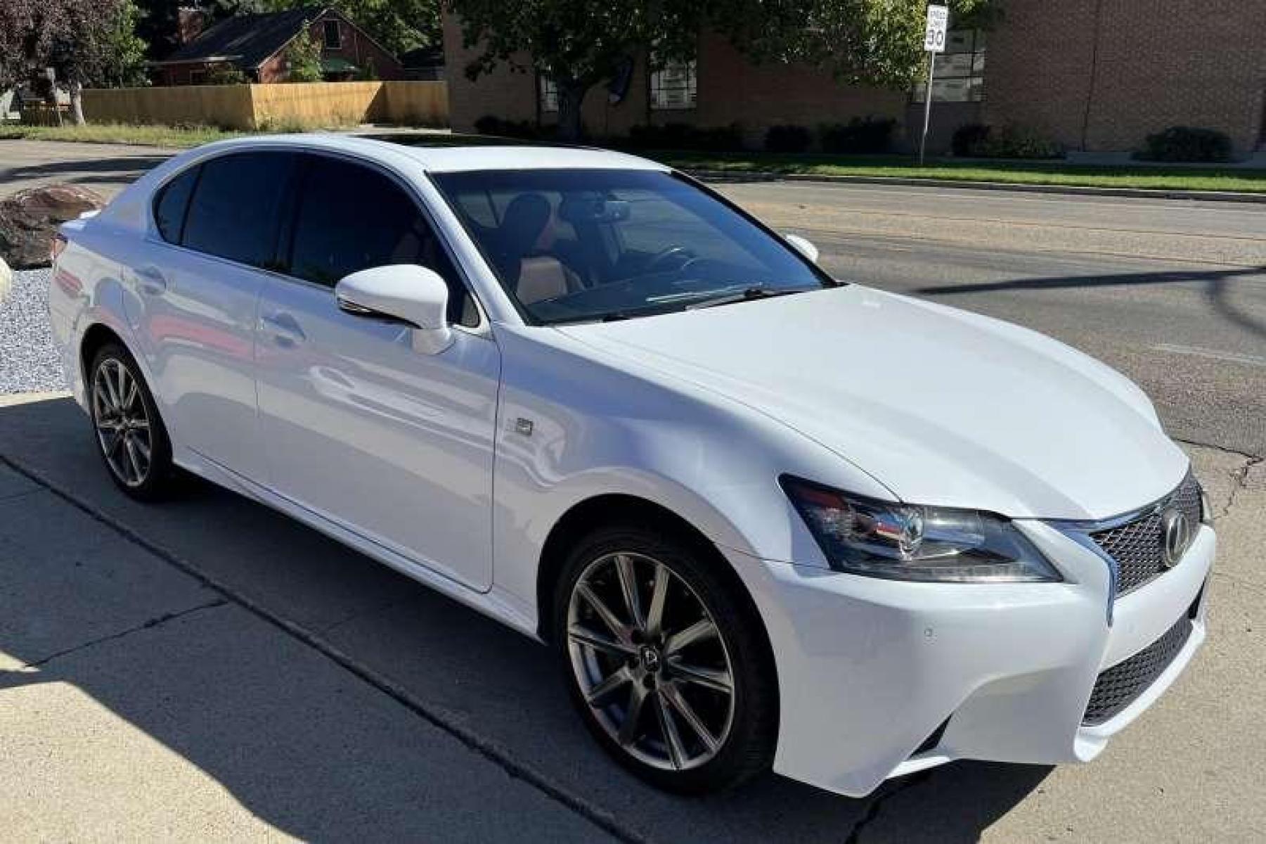 2015 Ultra White /Black Lexus GS 350 F-Sport (JTHCE1BL9FA) with an V6 3.5 Liter engine, Automatic transmission, located at 2304 W. Main St., Boise, ID, 83702, (208) 342-7777, 43.622105, -116.218658 - Financing Available O.A.C. - Photo #2