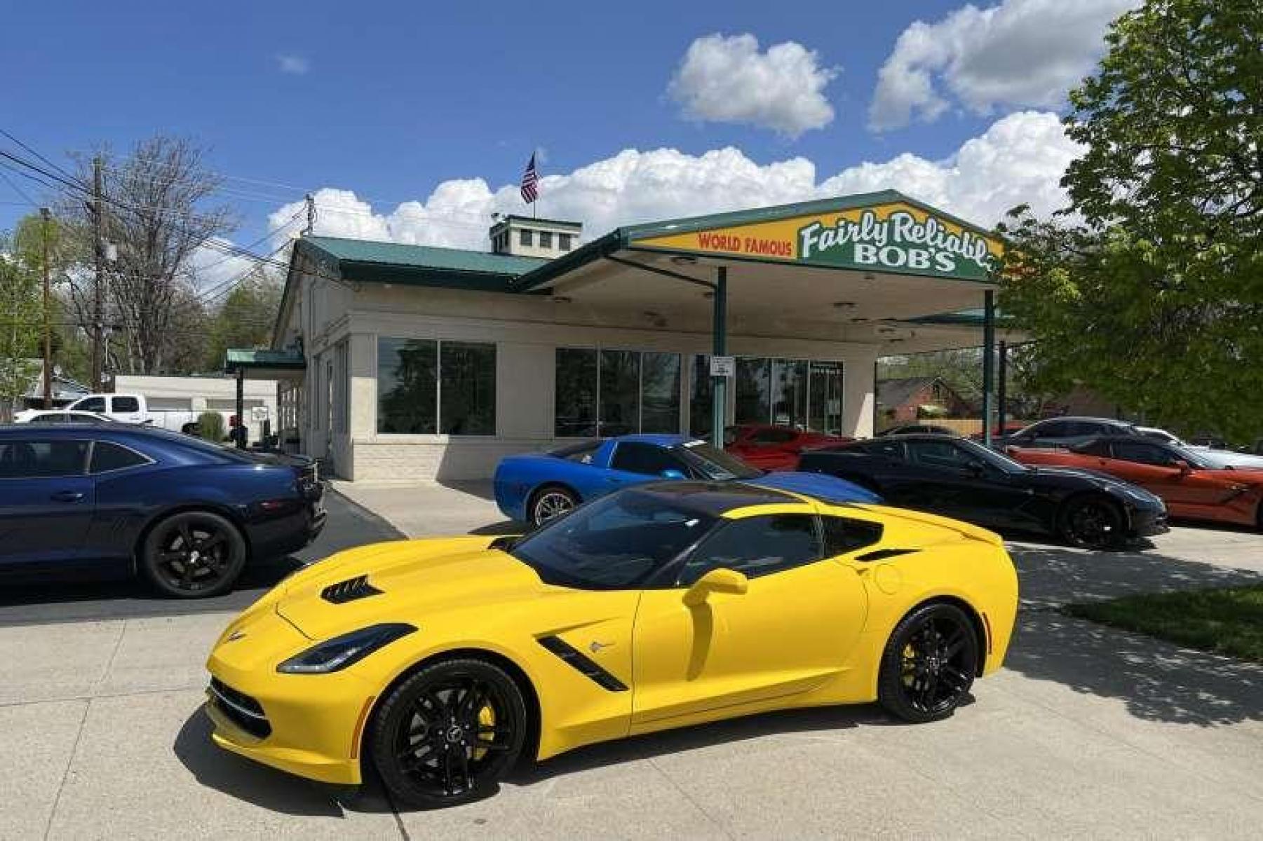 2015 Velocity Yellow /Black Chevrolet Corvette Stingray 3LT Z51 Coupe (1G1YM2D73F5) with an V8 6.2 Liter engine, Automatic transmission, located at 2304 W. Main St., Boise, ID, 83702, (208) 342-7777, 43.622105, -116.218658 - Photo #0