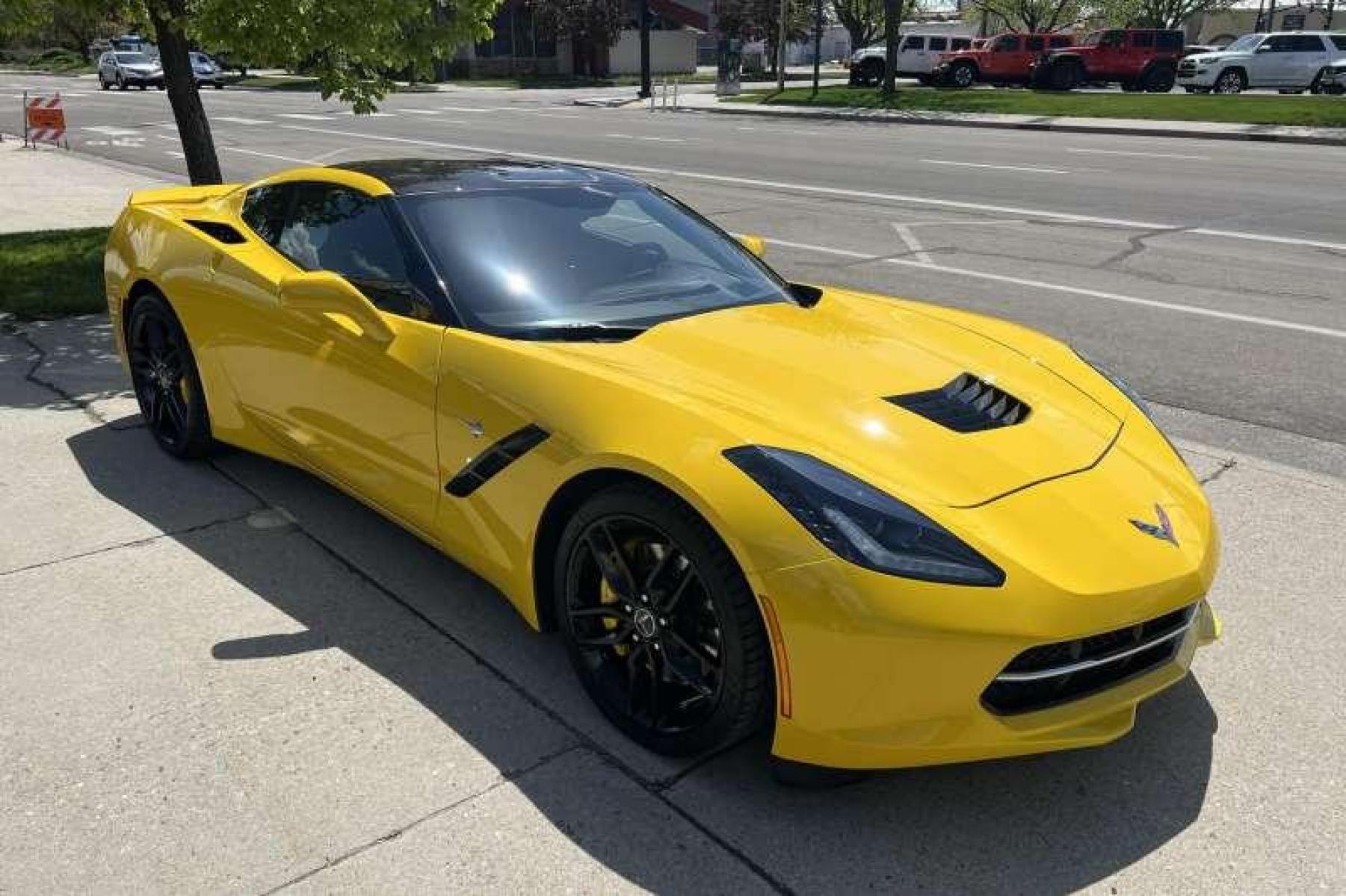 2015 Velocity Yellow /Black Chevrolet Corvette Stingray 3LT Z51 Coupe (1G1YM2D73F5) with an V8 6.2 Liter engine, Automatic transmission, located at 2304 W. Main St., Boise, ID, 83702, (208) 342-7777, 43.622105, -116.218658 - Beautiful 3LT Z51 Coupe in Velocity Yellow! - Photo #2