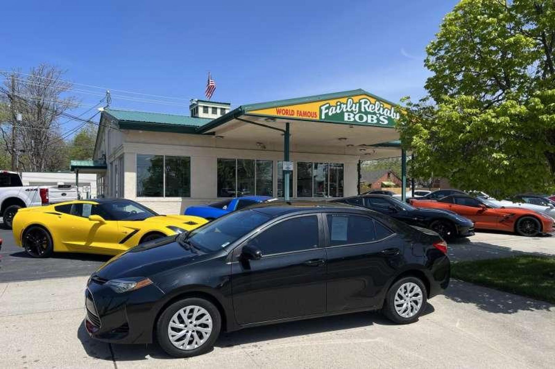 2017 Black Sand Pearl /Black Toyota Corolla LE (5YFBURHE0HP) with an 4 Cyl 1.8 Liter engine, Automatic transmission, located at 2304 W. Main St., Boise, ID, 83702, (208) 342-7777, 43.622105, -116.218658 - Financing Available O.A.C. - Photo #0