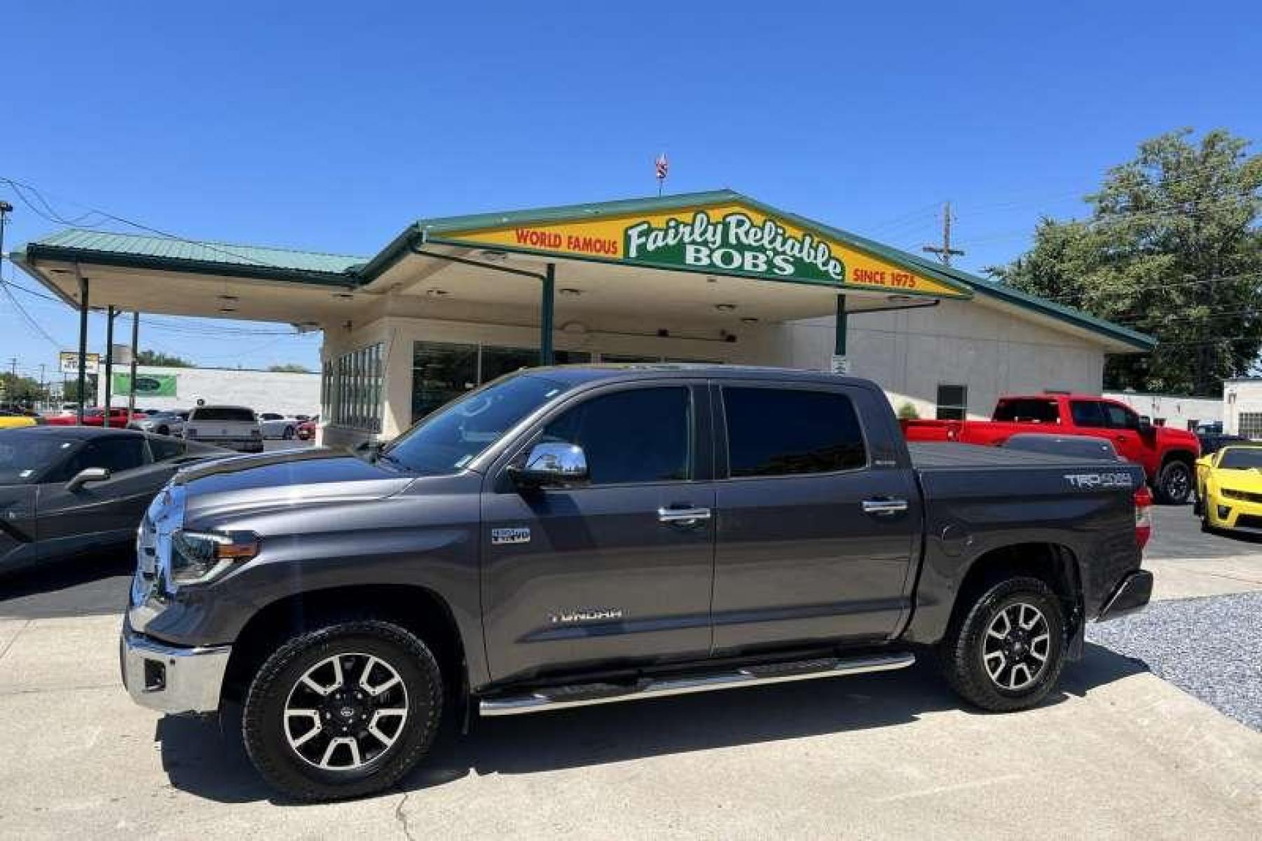 2019 Magnetic Gray Metallic /Black Toyota Tundra CrewMax Limited (5TFHY5F15KX) with an V8 5.7 Liter engine, Automatic transmission, located at 2304 W. Main St., Boise, ID, 83702, (208) 342-7777, 43.622105, -116.218658 - Ready to Go! - Photo #0