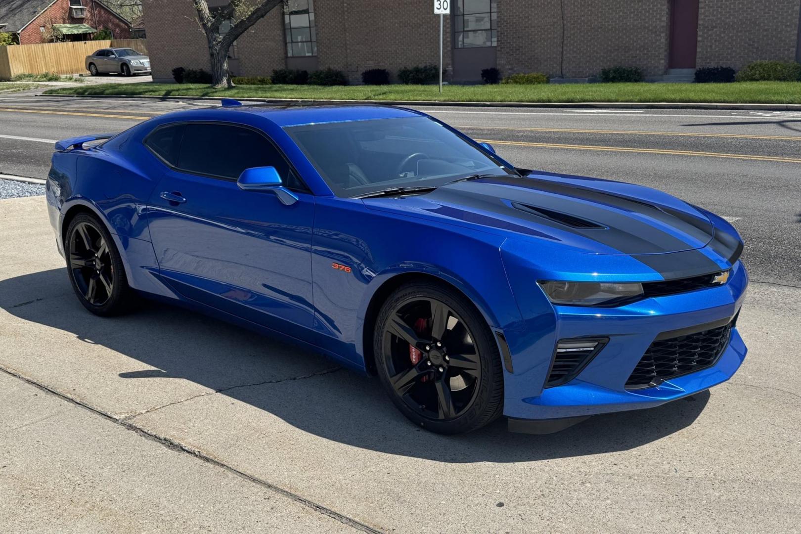 2016 Hyper Blue /Black Chevrolet Camaro 2SS RS (1G1FG1R75G0) with an V8 6.2 Liter engine, 6 Speed Manual transmission, located at 2304 W. Main St., Boise, ID, 83702, (208) 342-7777, 43.622105, -116.218658 - 6-Speed manual! Low miles! - Photo#2