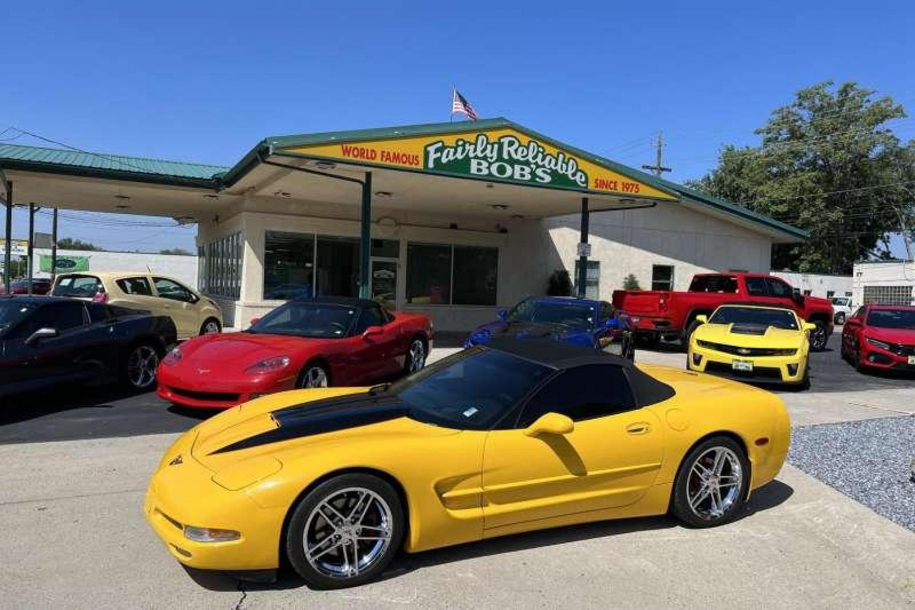 2002 Millenium Yellow /Black Chevrolet Corvette Convertible (1G1YY32G025) with an 5.7L V8 LS1 engine, Automatic transmission, located at 2304 W. Main St., Boise, ID, 83702, (208) 342-7777, 43.622105, -116.218658 - Low miles! Fun in the sun! - Photo #0