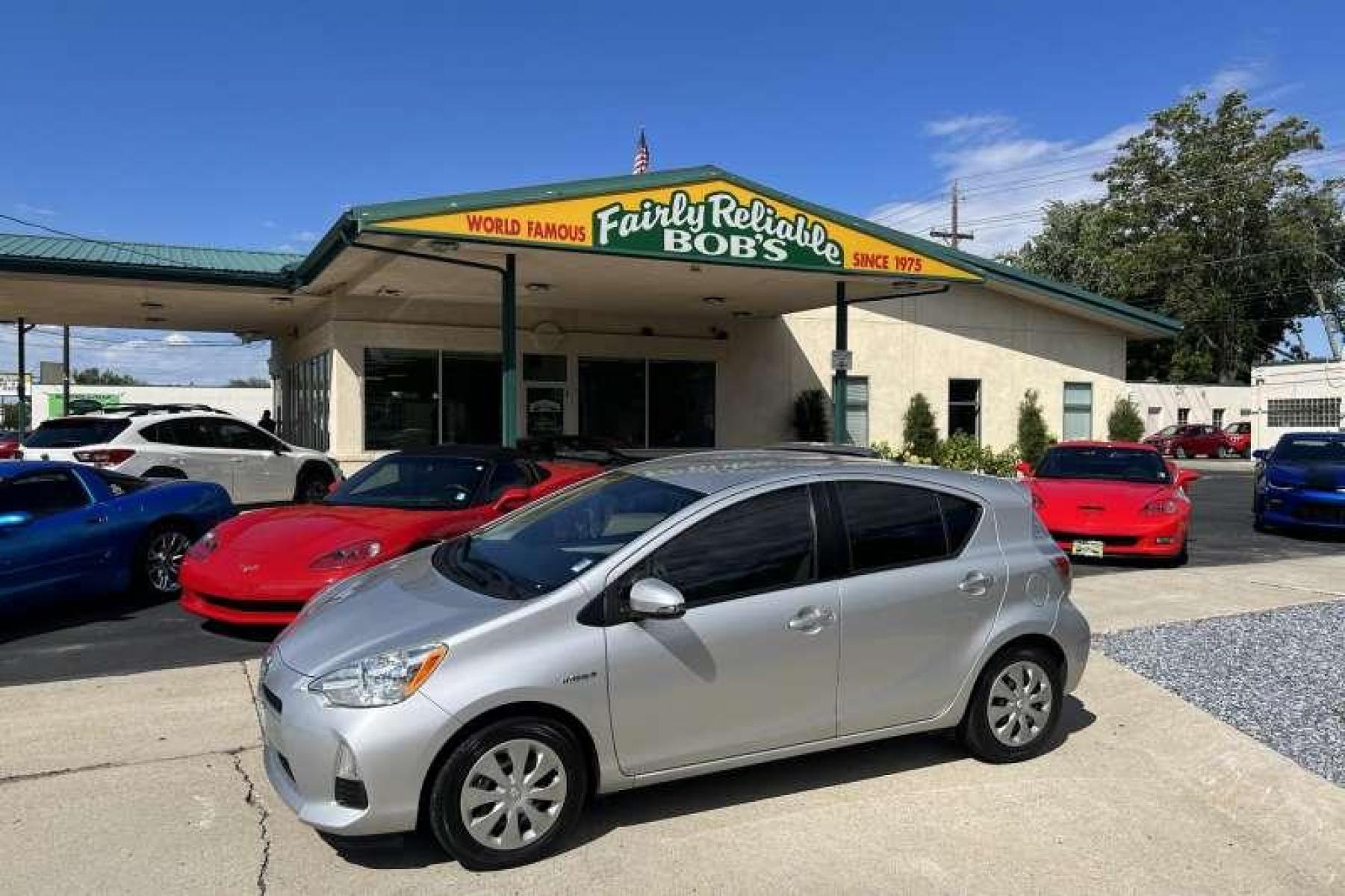 2014 Classic Silver Metallic /Gray Toyota Prius C (JTDKDTB35E1) with an 4 Cyl 1.5 Liter Hybrid engine, Automatic transmission, located at 2304 W. Main St., Boise, ID, 83702, (208) 342-7777, 43.622105, -116.218658 - Financing Available O.A.C. - Photo #0