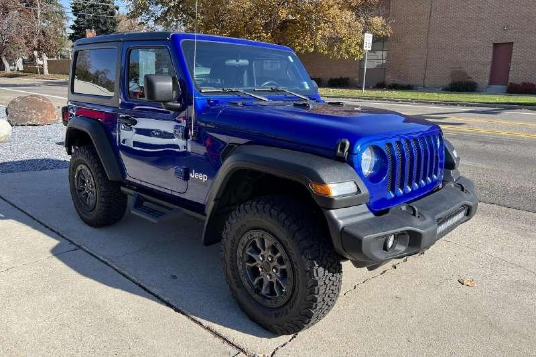 2019 Ocean Blue /Black Jeep Wrangler Sport Two Door (1C4HJXAN0KW) with an 4 Cyl 2.0 Liter Turbo engine, Automatic transmission, located at 2304 W. Main St., Boise, ID, 83702, (208) 342-7777, 43.622105, -116.218658 - Photo #2