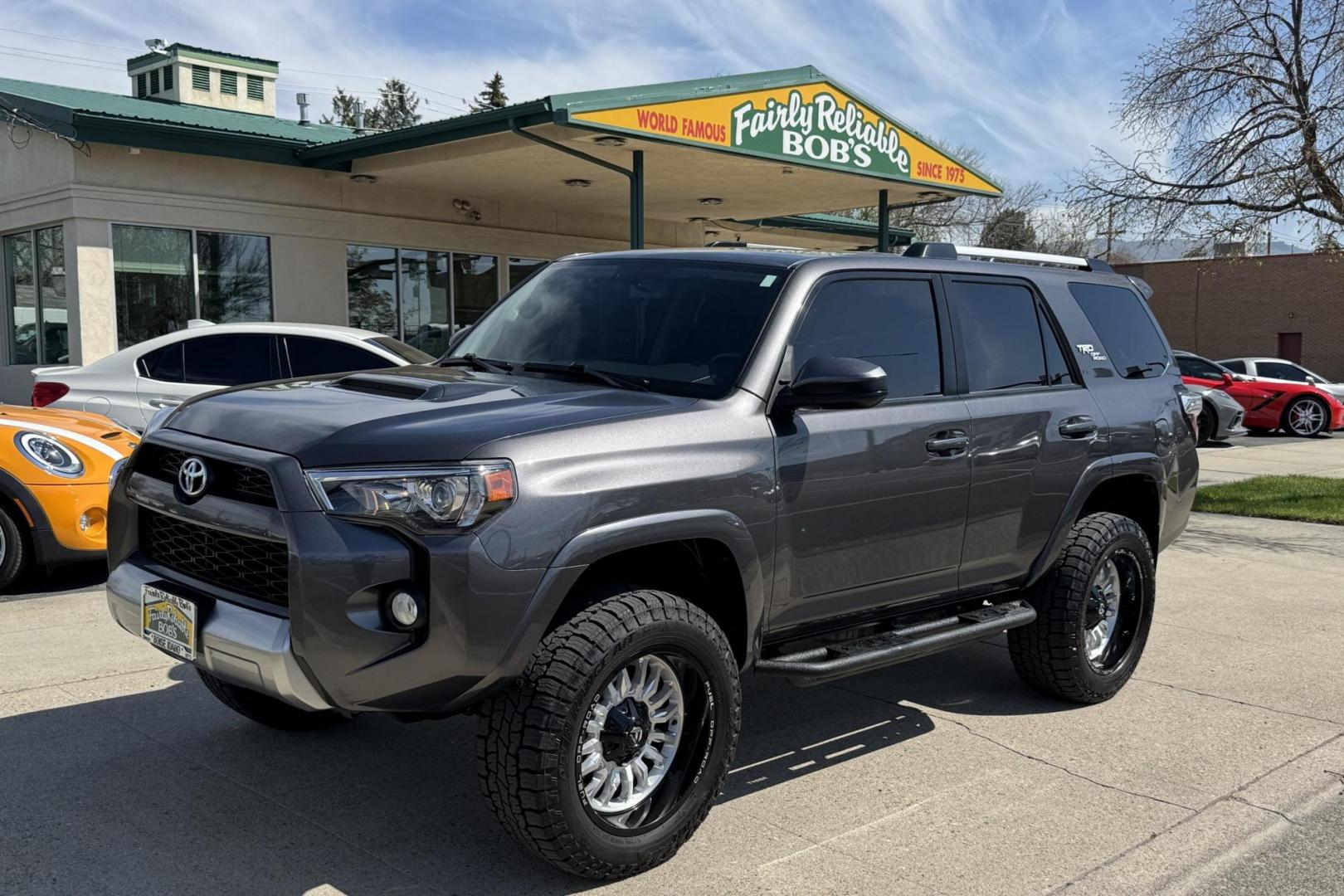 2017 Magnetic Gray /Black Toyota 4Runner TRD Off Road (JTEBU5JR5H5) with an V6 4.0 Liter engine, Automatic transmission, located at 2304 W. Main St., Boise, ID, 83702, (208) 342-7777, 43.622105, -116.218658 - Clean Local Trade! New Tires! Ready To Go! - Photo#0
