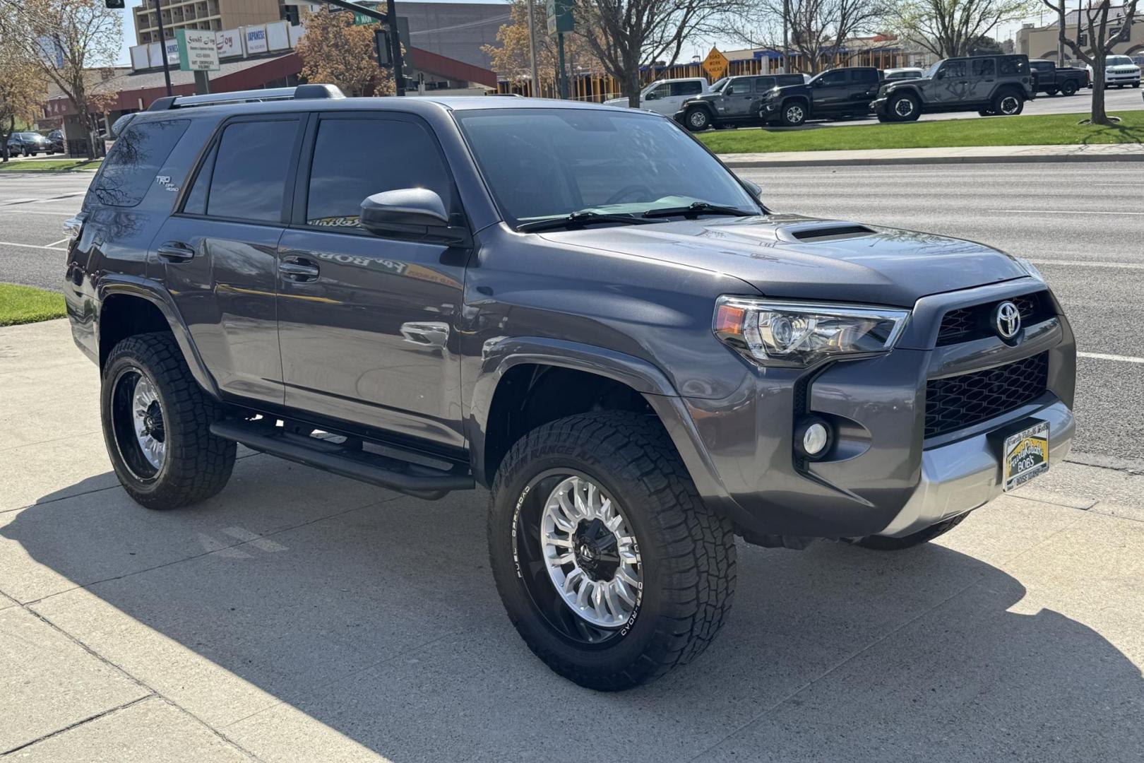 2017 Magnetic Gray /Black Toyota 4Runner TRD Off Road (JTEBU5JR5H5) with an V6 4.0 Liter engine, Automatic transmission, located at 2304 W. Main St., Boise, ID, 83702, (208) 342-7777, 43.622105, -116.218658 - Clean Local Trade! New Tires! Ready To Go! - Photo#3
