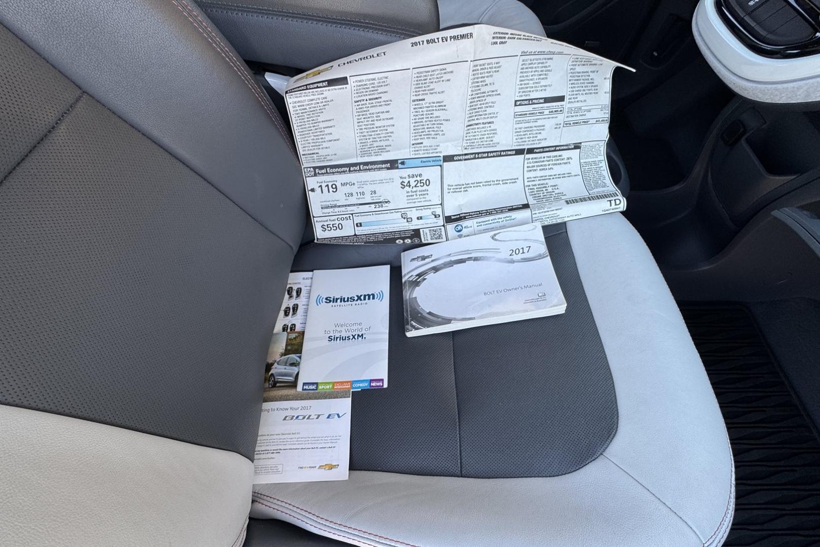 2017 Mosaic Black Metallic /Dark Galvanized/Sky Cool Gray Chevrolet Bolt Premier (1G1FX6S01H4) with an 60 kWh engine, Automatic transmission, located at 2304 W. Main St., Boise, ID, 83702, (208) 342-7777, 43.622105, -116.218658 - Remaining Battery Warranty Until August of 2031 or 122,768 Miles! - Photo#21
