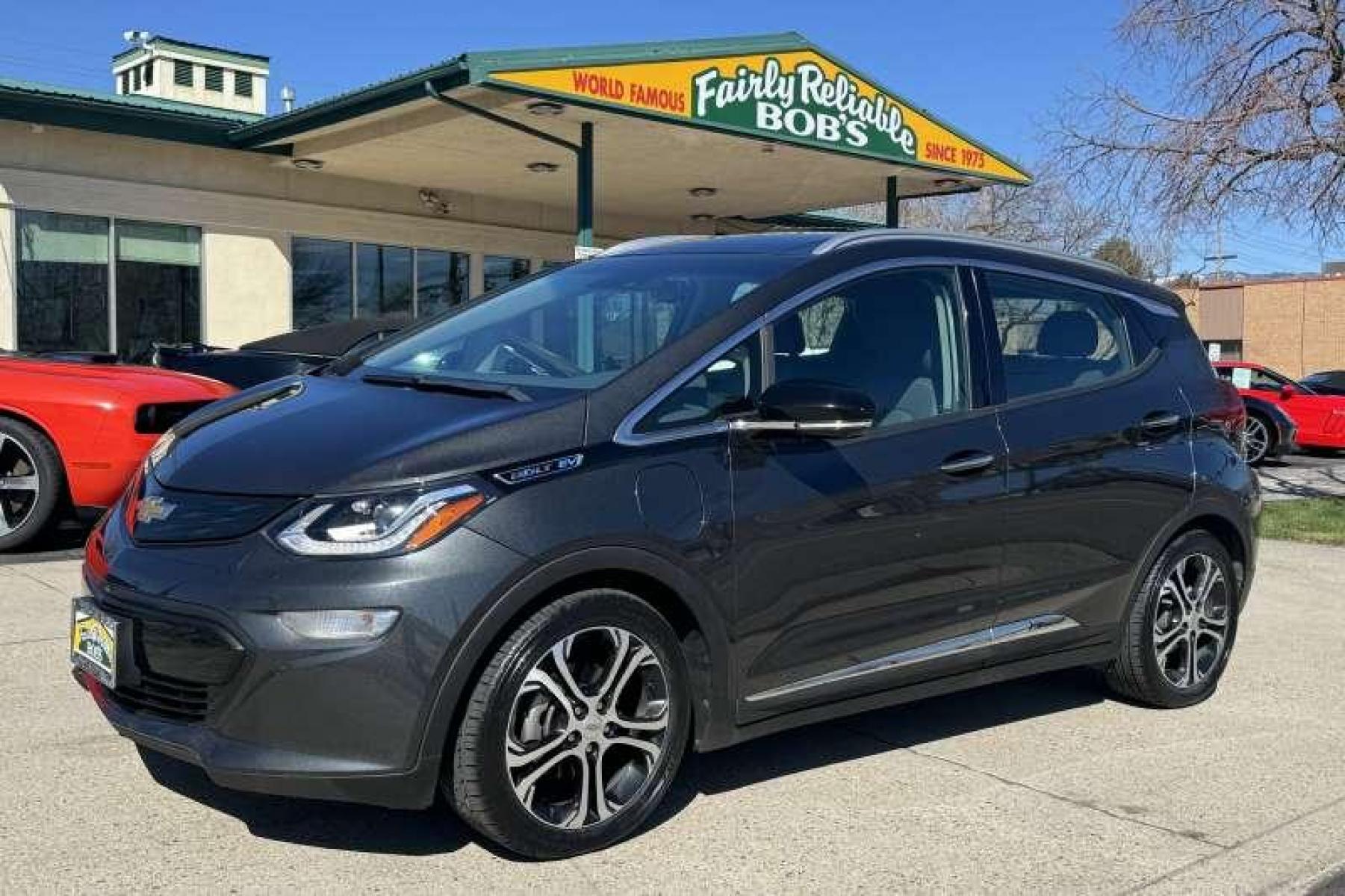 2019 Nightfall Gray Metallic /Dark Galvanized Gray Chevrolet Bolt Premier (1G1FZ6S03K4) with an 60 KwH engine, Automatic transmission, located at 2304 W. Main St., Boise, ID, 83702, (208) 342-7777, 43.622105, -116.218658 - New Tires! Ready To Go! Car Qualifies For The EV Tax Credit! Main Drive Battery Warranty Until March of 2032! - Photo #0