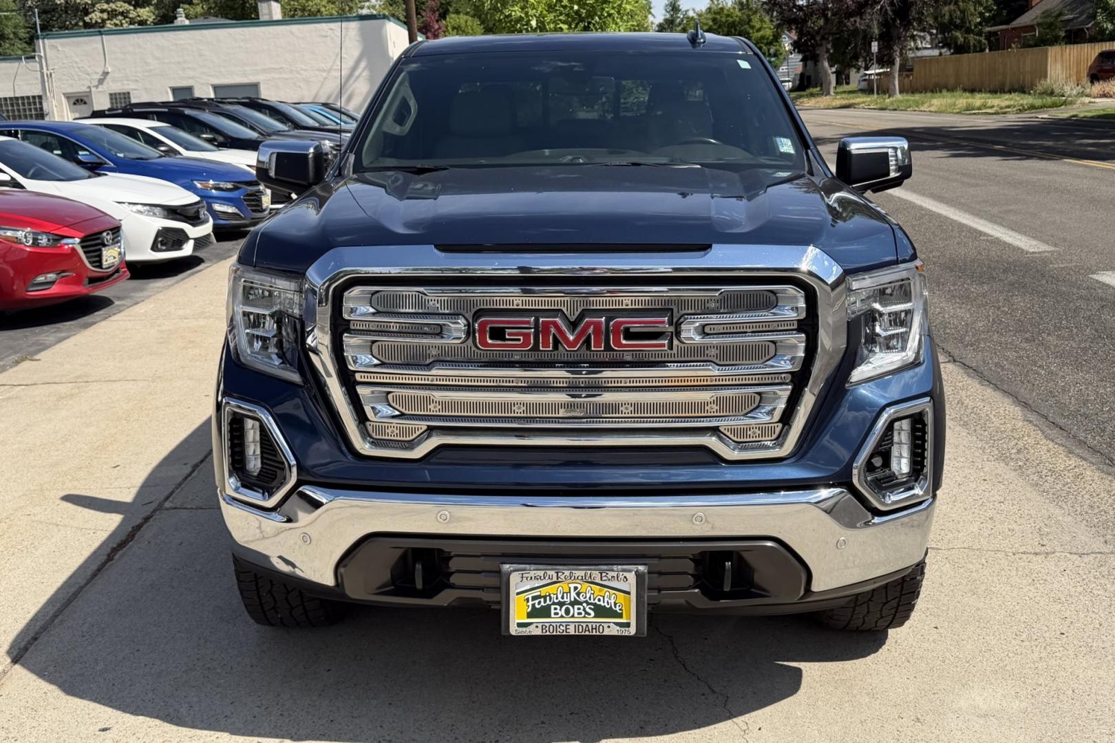 2020 Northsky Blue Metallic /Shale GMC Sierra 1500 SLT X31 (1GTU9DED6LZ) with an V8 5.3 Liter engine, Automatic 10 Speed transmission, located at 2304 W. Main St., Boise, ID, 83702, (208) 342-7777, 43.622105, -116.218658 - Highly Optioned SLT X31 Off Road Package!- Photo#4