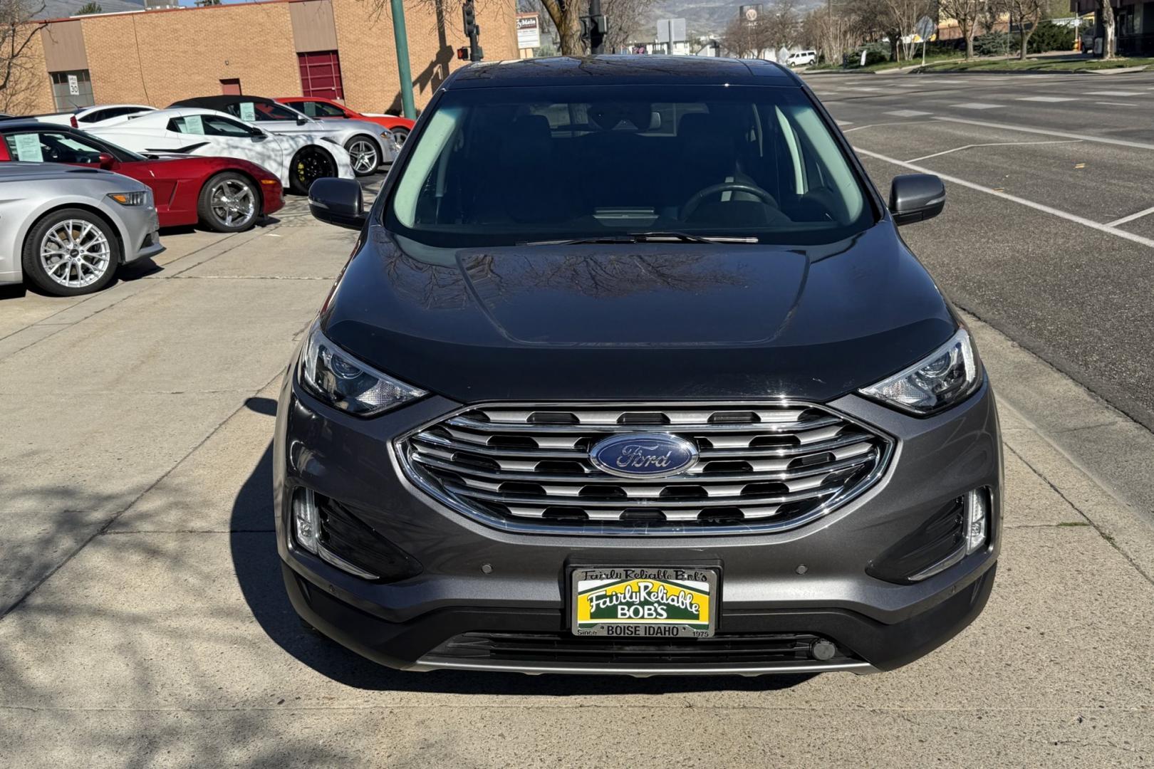 2022 Carbonized Gray Metallic /Black Ford Edge Titanium (2FMPK4K91NB) with an 4 Cyl 2.0 Liter Turbo engine, Automatic 8 Speed transmission, located at 2304 W. Main St., Boise, ID, 83702, (208) 342-7777, 43.622105, -116.218658 - Highly Optioned! Smooth Ride! All Wheel Drive! - Photo#2