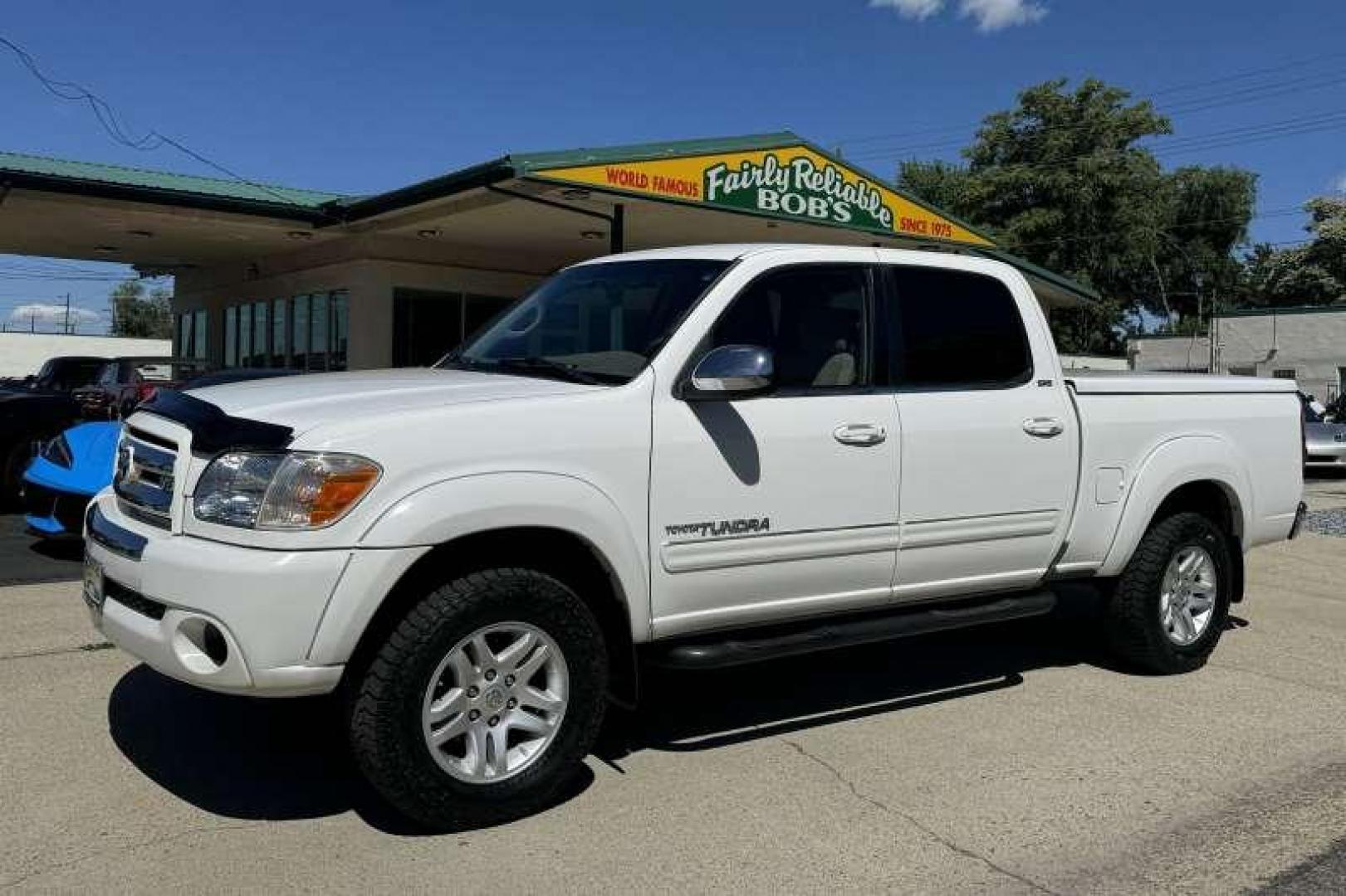 2005 Super White /Tan Toyota Tundra Double Cab SR5 (5TBET341X5S) with an V8 4.7 Liter engine, Automatic transmission, located at 2304 W. Main St., Boise, ID, 83702, (208) 342-7777, 43.622105, -116.218658 - New Tires! Amazing Condition! Hard To Find Toyota! - Photo#0