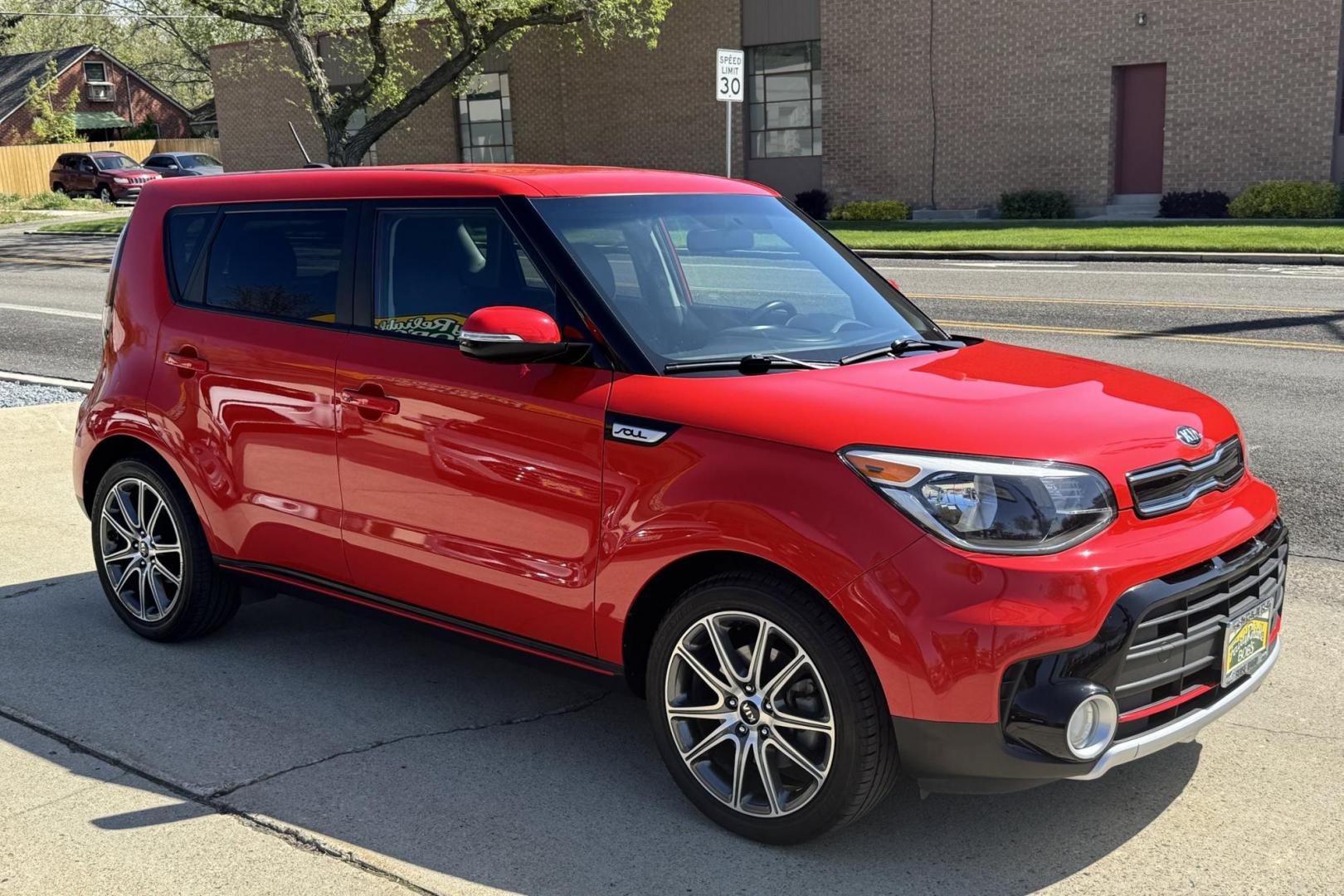 2018 Red /Black KIA Soul ! (KNDJX3AA1J7) with an 4 Cyl 1.6 Liter Turbo engine, Automatic 7 Speed transmission, located at 2304 W. Main St., Boise, ID, 83702, (208) 342-7777, 43.622105, -116.218658 - New Tires! Great Fuel Economy! - Photo#2