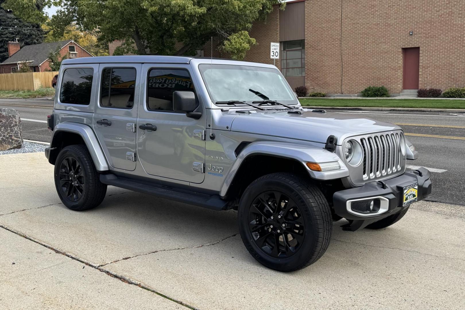 2021 Billet Silver /Black Jeep Wrangler Unlimited 4xe Sahara Unlimited Sahara (1C4JJXP6XMW) with an 2.0L I4 DOHC DI TURBO PHEV engine, Automatic 8 Speed transmission, located at 2304 W. Main St., Boise, ID, 83702, (208) 342-7777, 43.622105, -116.218658 - Enjoy Off Road with the ability to get fuel economy with your daily commute! - Photo#2