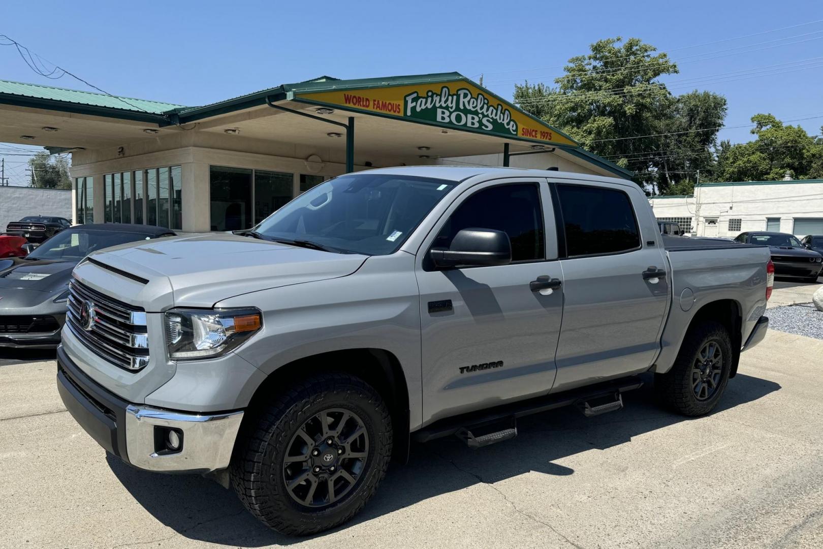 2021 Lunar Rock /Black Toyota Tundra SR5 (5TFDY5F18MX) with an V8 5.7 Liter engine, Automatic transmission, located at 2304 W. Main St., Boise, ID, 83702, (208) 342-7777, 43.622105, -116.218658 - Photo#0