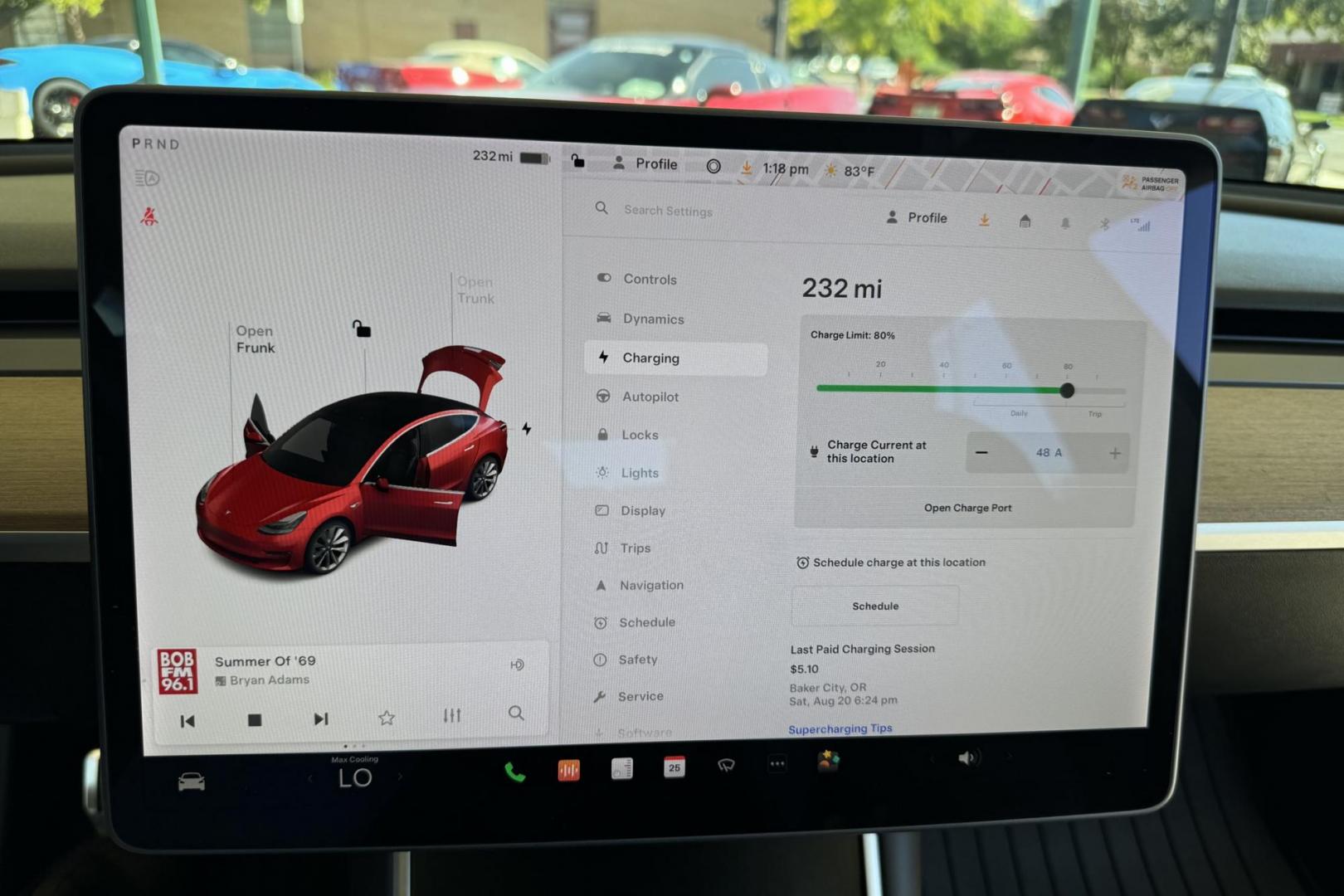 2018 Red Muti-Coat /Black Tesla Model 3 LR (5YJ3E1EA9JF) with an 75 kWh engine, Automatic transmission, located at 2304 W. Main St., Boise, ID, 83702, (208) 342-7777, 43.622105, -116.218658 - Photo#15
