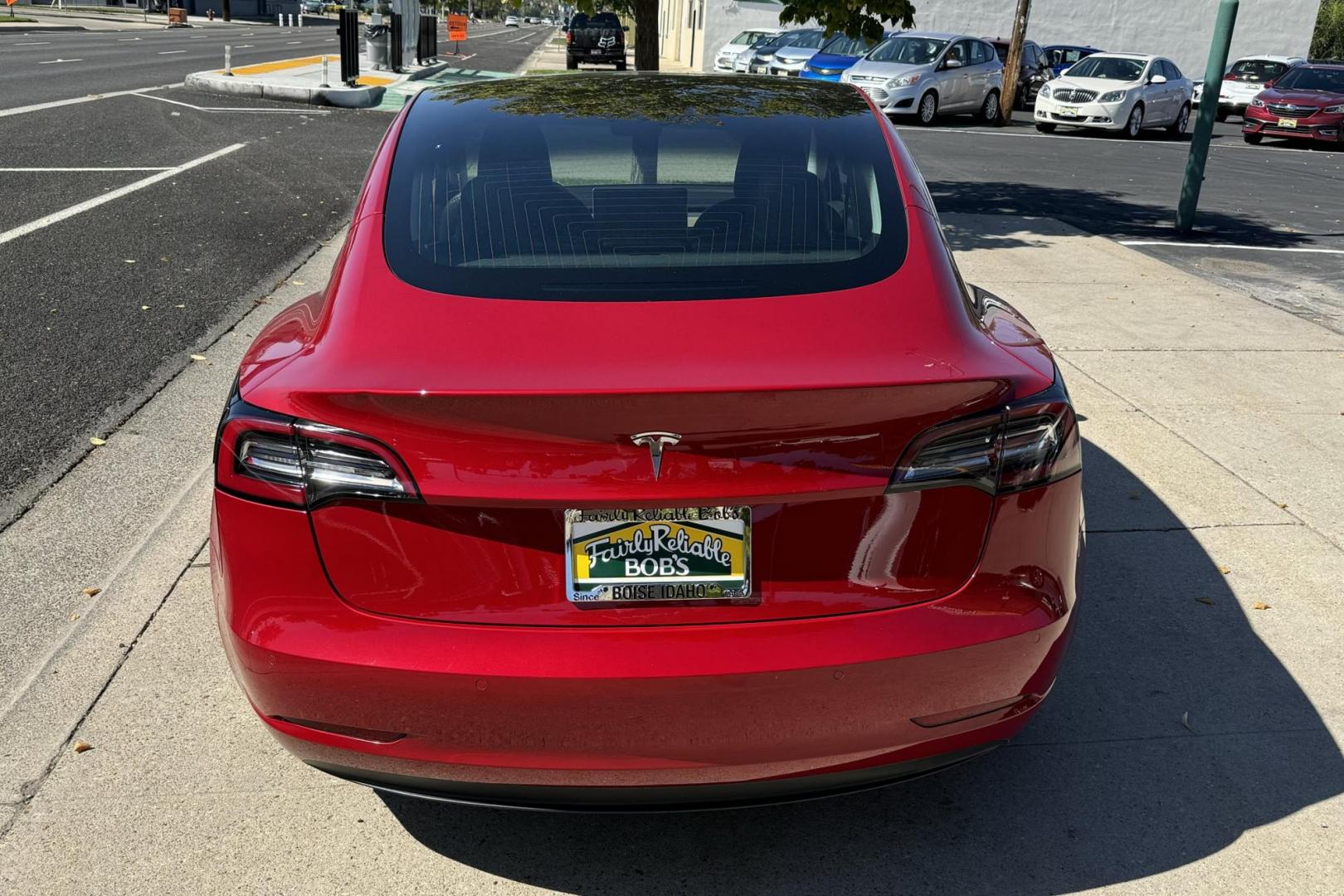 2018 Red Muti-Coat /Black Tesla Model 3 LR (5YJ3E1EA9JF) with an 75 kWh engine, Automatic transmission, located at 2304 W. Main St., Boise, ID, 83702, (208) 342-7777, 43.622105, -116.218658 - Photo#26