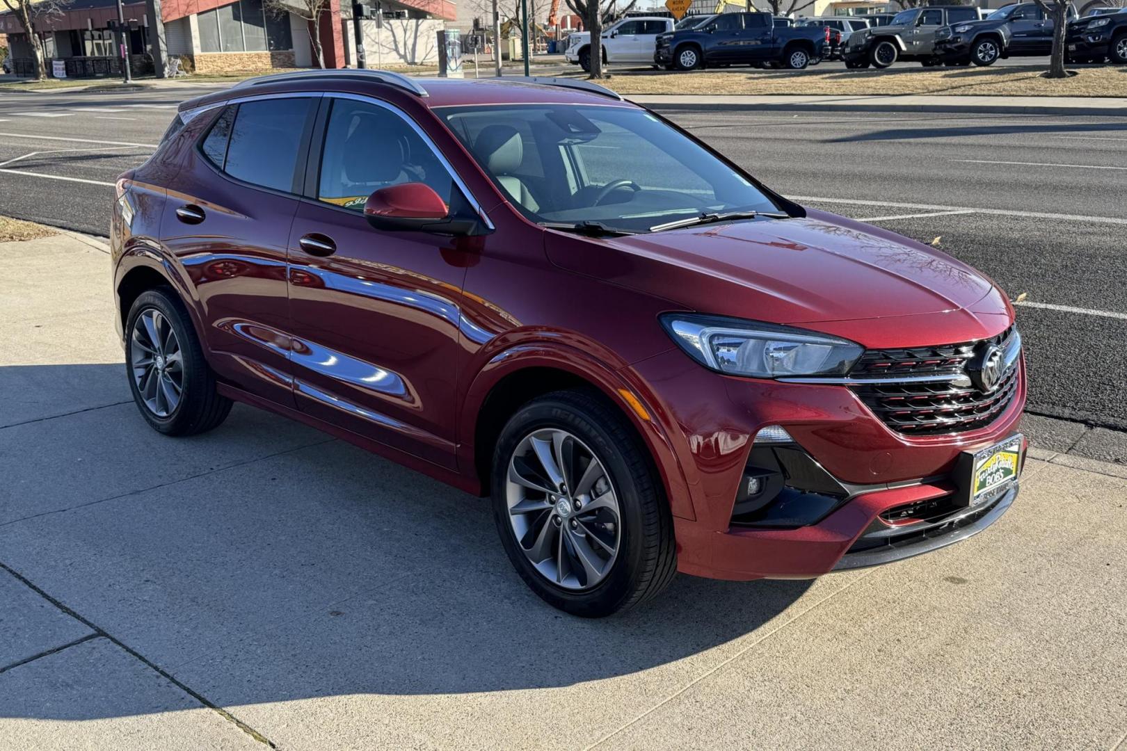 2022 Cinnabar Metallic /Black Buick Encore GX Select (KL4MMESL7NB) with an 3 Cyl 1.3 Liter Turbo engine, Automatic 9 Speed transmission, located at 2304 W. Main St., Boise, ID, 83702, (208) 342-7777, 43.622105, -116.218658 - New Tires! Idaho Vehicle! All Wheel Drive! - Photo#2