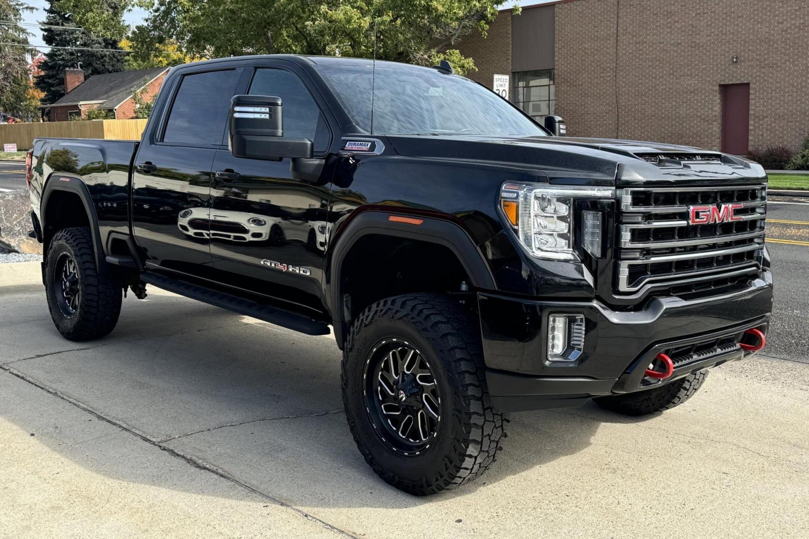 2022 Black /Black GMC Sierra 3500HD AT4 (1GT49VEY4NF) with an V8 6.6 Liter Duramax Diesel engine, Automatic 10 Speed transmission, located at 2304 W. Main St., Boise, ID, 83702, (208) 342-7777, 43.622105, -116.218658 - Truck With Attitude! - Photo#2