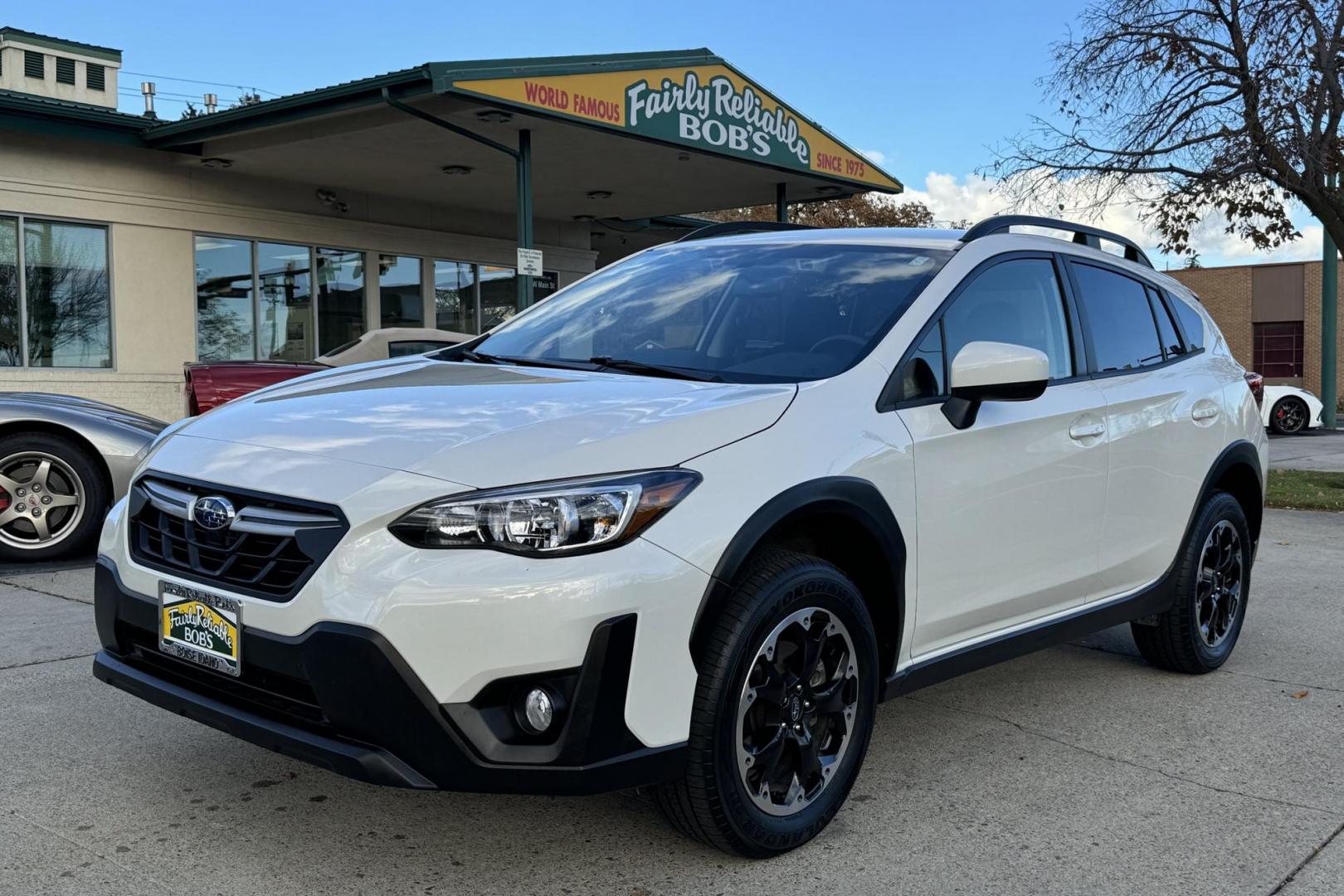 2023 White Diamond Pearl /Black/Gray Subaru Crosstrek Premium (JF2GTAPCXP8) with an H4 2.0 Liter engine, Automatic transmission, located at 2304 W. Main St., Boise, ID, 83702, (208) 342-7777, 43.622105, -116.218658 - Remaining Factory Warranty! Great In The Snow! - Photo#0
