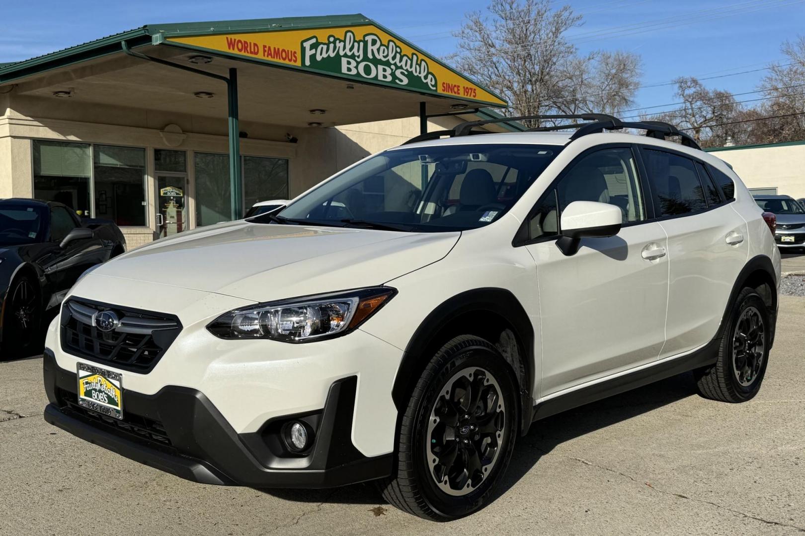 2023 White Diamond Pearl /Black Subaru Crosstrek Premium (JF2GTAPC5P8) with an H4 2.0 Liter engine, Automatic transmission, located at 2304 W. Main St., Boise, ID, 83702, (208) 342-7777, 43.622105, -116.218658 - Remaining Factory Warranty! Great Cars! - Photo#0