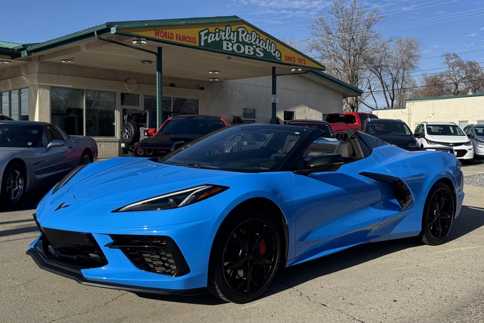 2021 Rapid Blue /Jet Black Chevrolet Corvette Stingray 2LT Z51 (1G1YB3D43M5) with an V8 6.2 Liter engine, Automatic 8 Speed transmission, located at 2304 W. Main St., Boise, ID, 83702, (208) 342-7777, 43.622105, -116.218658 - New Tires! Well Cared For C8 Convertible! - Photo#0