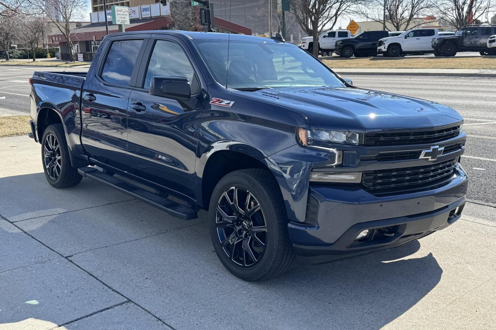 2021 Blue /Black Chevrolet Silverado 1500 RST Z/71 (1GCUYEET8MZ) with an 6 Cyl 3.0 Liter Turbo Diesel engine, Automatic 10 Speed transmission, located at 2304 W. Main St., Boise, ID, 83702, (208) 342-7777, 43.622105, -116.218658 - Great For Fuel Economy And Towing! - Photo#2