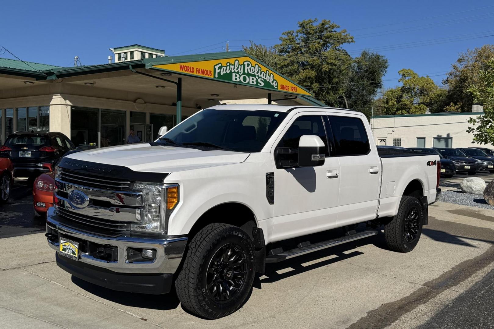 2017 Oxford White /Black Ford F-250 Lariat (1FT7W2B68HE) with an V8 6.2 Liter engine, Automatic 6 Speed transmission, located at 2304 W. Main St., Boise, ID, 83702, (208) 342-7777, 43.622105, -116.218658 - Nicely Optioned And Ready To Haul! - Photo#0