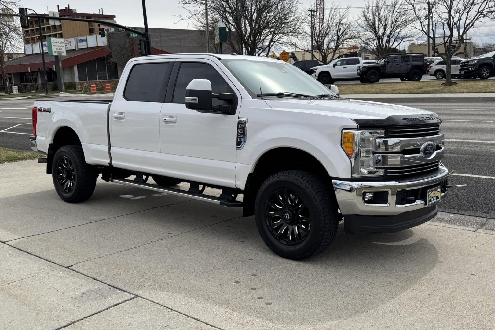 2017 Oxford White /Black Ford F-250 Lariat (1FT7W2B68HE) with an V8 6.2 Liter engine, Automatic 6 Speed transmission, located at 2304 W. Main St., Boise, ID, 83702, (208) 342-7777, 43.622105, -116.218658 - Photo#1
