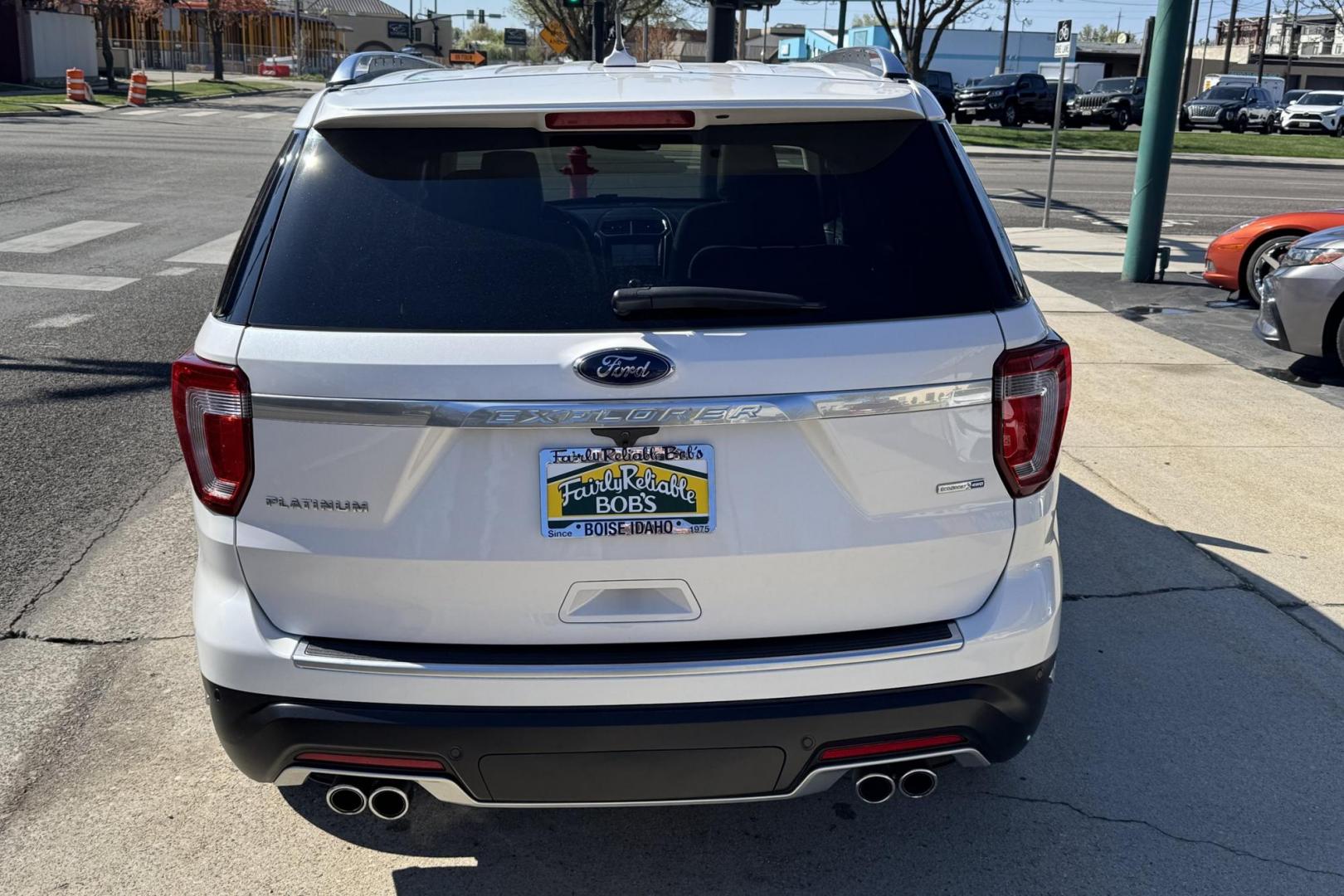 2019 Star White /Medium Soft Ceramic Ford Explorer Platinum (1FM5K8HT0KG) with an V6 3.5 Liter Twin Turbo engine, Automatic 6 Speed transmission, located at 2304 W. Main St., Boise, ID, 83702, (208) 342-7777, 43.622105, -116.218658 - Stunning One Owner Idaho SUV With Brand New Tires Too! - Photo#1