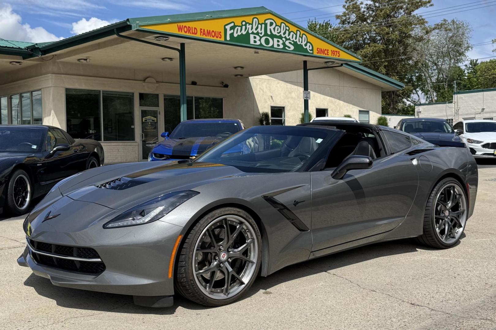 2015 Shark Gray Chevrolet Corvette Stingray 2LT Z51 (1G1YK2D7XF5) with an V8 6.2 Liter Supercharged engine, Automatic 8 Speed transmission, located at 2304 W. Main St., Boise, ID, 83702, (208) 342-7777, 43.622105, -116.218658 - Supercharged! Clean Low Mileage Stingray! - Photo#0