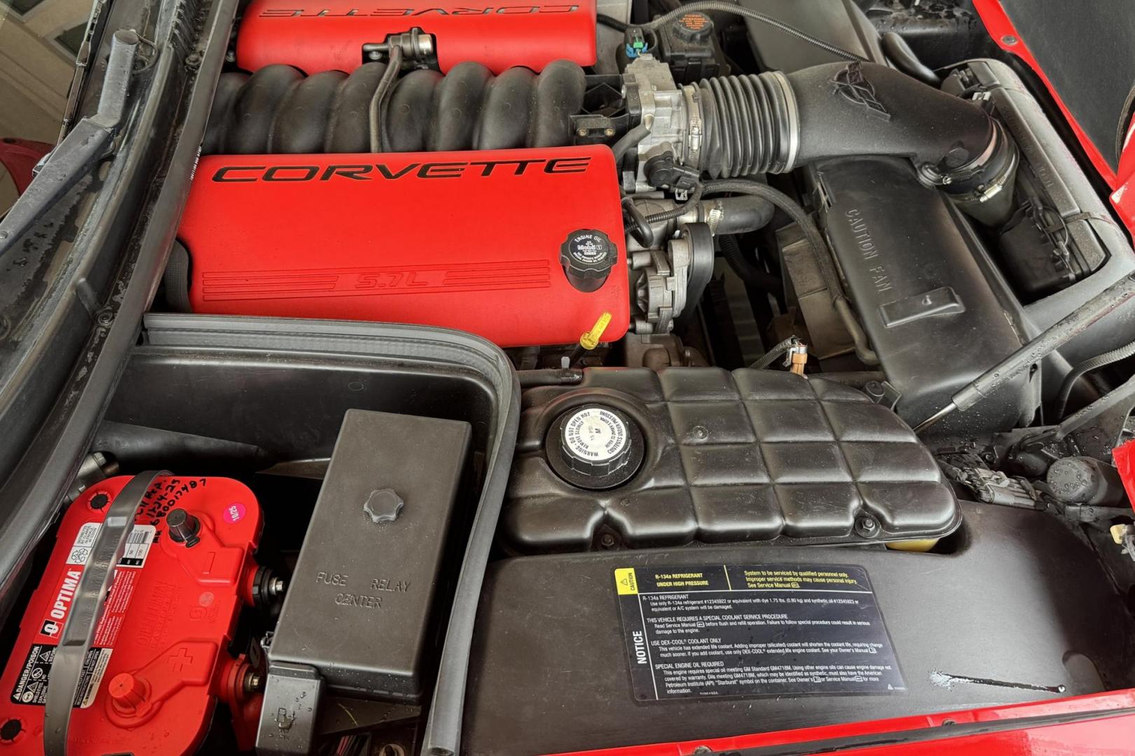 2002 Victory Red /Red/Black Chevrolet Corvette Z06 (1G1YY12S725) with an V8 5.7 Liter engine, 6 Speed Manual transmission, located at 2304 W. Main St., Boise, ID, 83702, (208) 342-7777, 43.622105, -116.218658 - LS6 405 Horse Power! - Photo#10