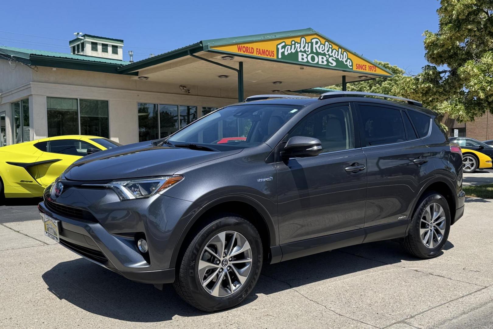 2017 Magnetite Gray Metallic /Gray Toyota RAV4 Hybrid XLE (JTMRJREV3HD) with an 4 Cyl 2.5 Liter Hybrid engine, Automatic transmission, located at 2304 W. Main St., Boise, ID, 83702, (208) 342-7777, 43.622105, -116.218658 - Hybrid All Wheel Drive! New Tires And Low Mileage! - Photo#0