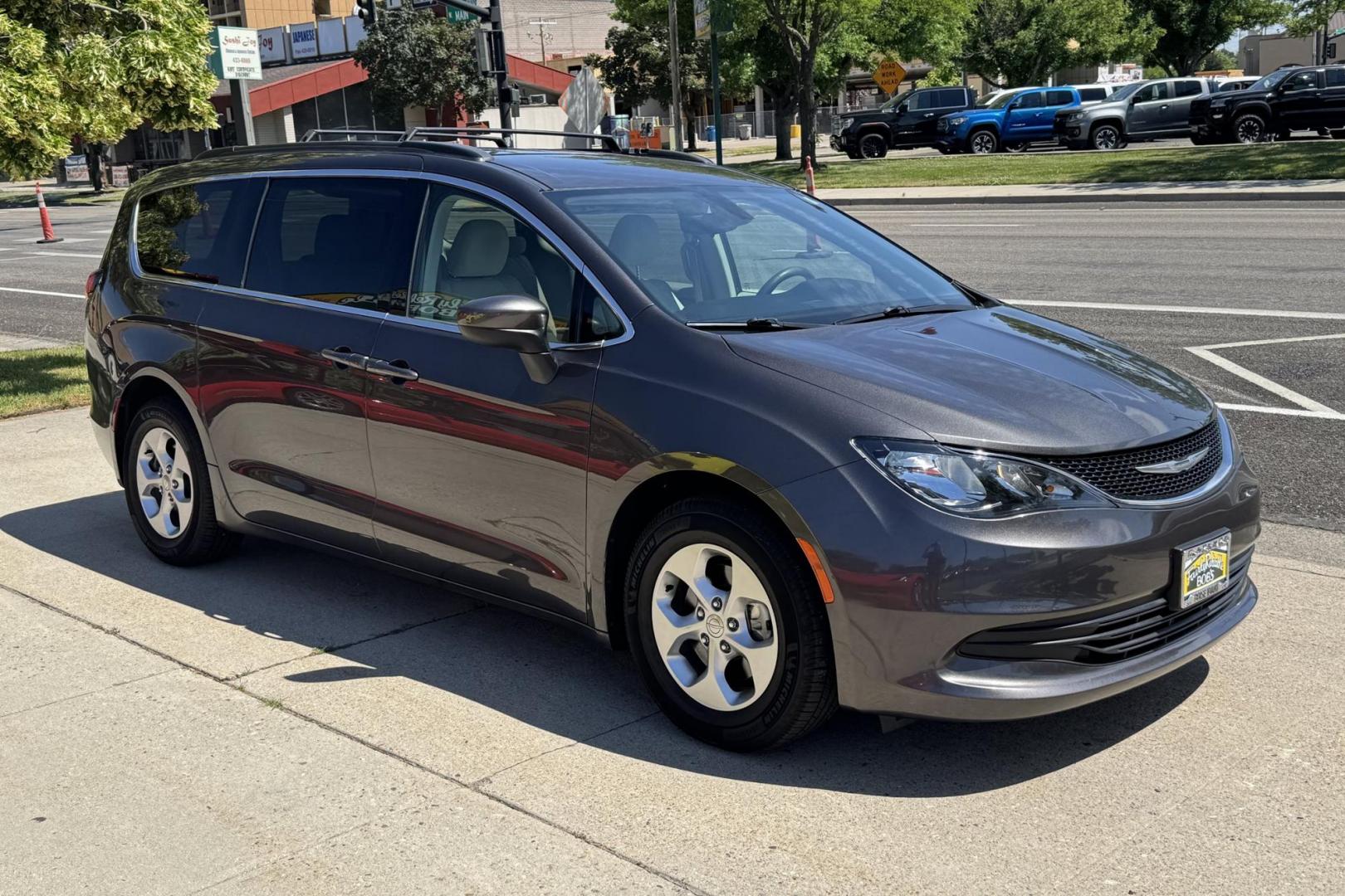 2017 Granite Crystal Metallic /Light Gray Chrysler Pacifica LX (2C4RC1CG3HR) with an V6 3.5 Liter engine, Automatic 9 Speed transmission, located at 2304 W. Main St., Boise, ID, 83702, (208) 342-7777, 43.622105, -116.218658 - One Owner Idaho Car! Seats 8! - Photo#2