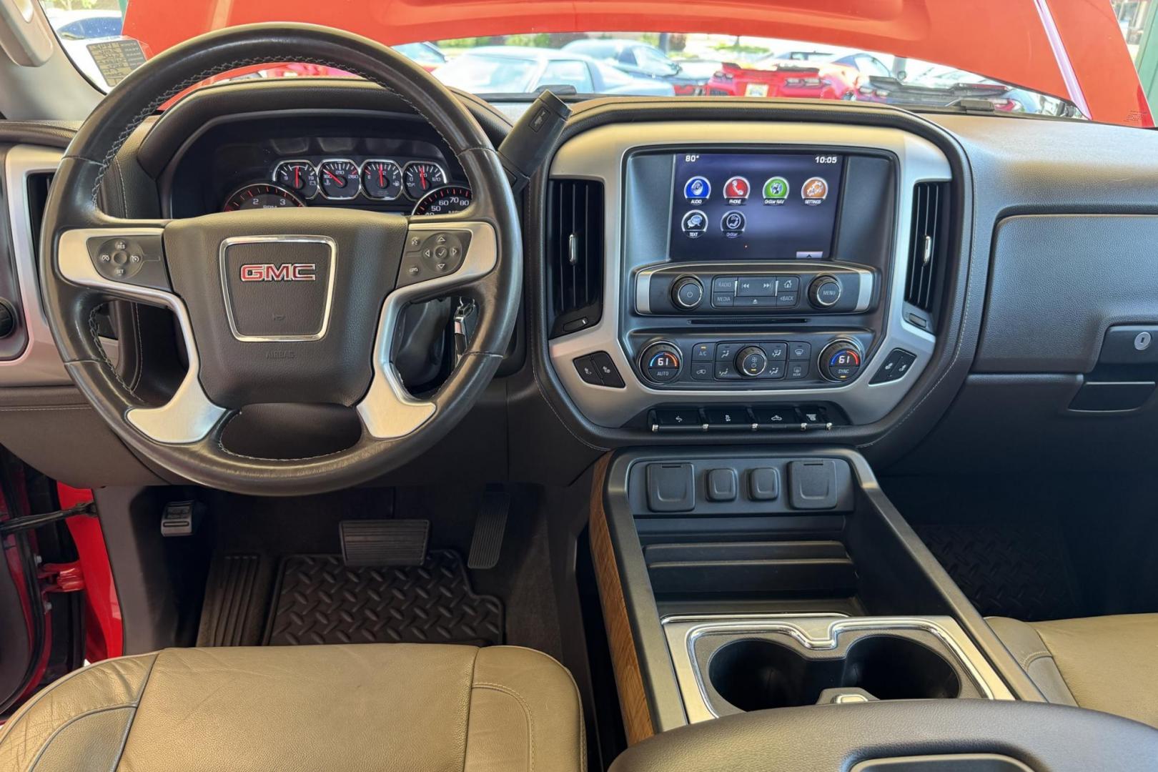 2016 Victory Red /Tan GMC Sierra 3500HD SLT (1GT42XC89GF) with an V8 6.6 Liter Turbo Duramax Diesel engine, Automatic 6 Speed With Overdrive Allison transmission, located at 2304 W. Main St., Boise, ID, 83702, (208) 342-7777, 43.622105, -116.218658 - Long Bed! Capable Hauler! - Photo#15