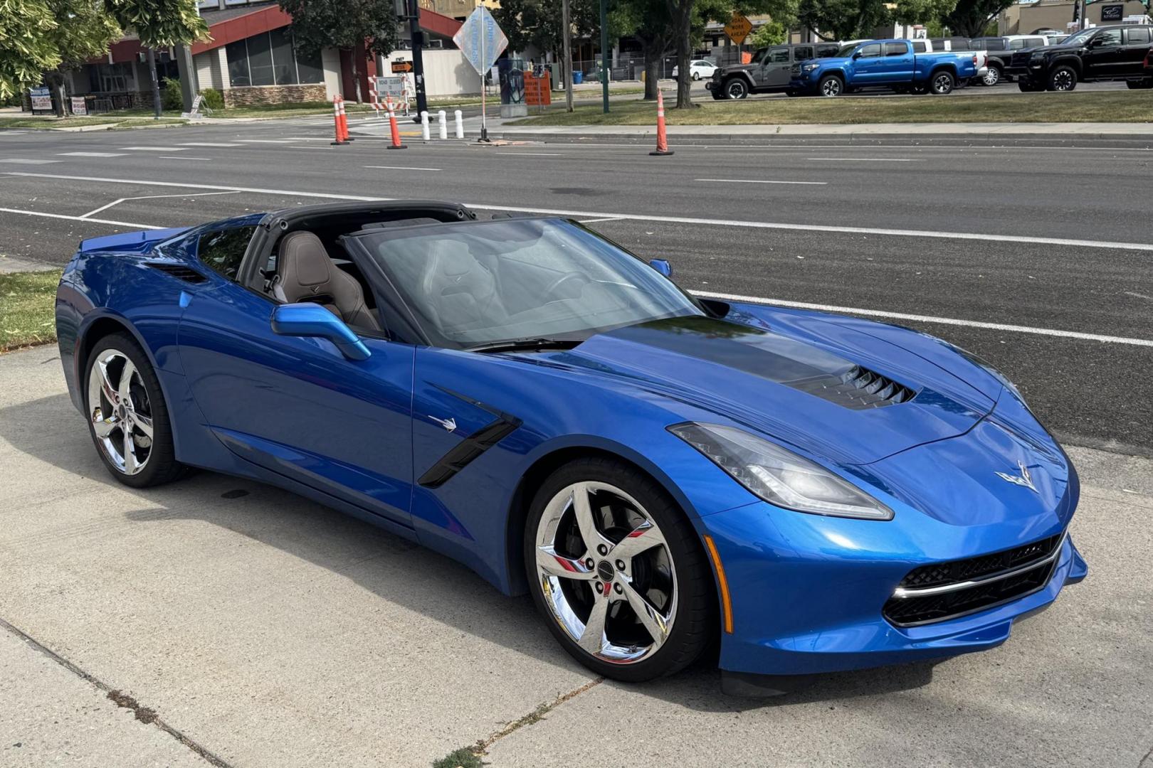 2014 Laguna Blue /Brownstone Chevrolet Corvette Stingray 3LT Z51 (1G1YL2D71E5) with an V8 6.2 Liter engine, 7 Speed Manual w/ Rev Matching transmission, located at 2304 W. Main St., Boise, ID, 83702, (208) 342-7777, 43.622105, -116.218658 - The 2014 Chevrolet Corvette Premiere Edition is a limited-production model of the Corvette Stingray, celebrating the debut of the C7 generation. Only 500 coupes were produced, exclusively in Laguna Blue with a Brownstone interior. One Owner Idaho Stingray! - Photo#2